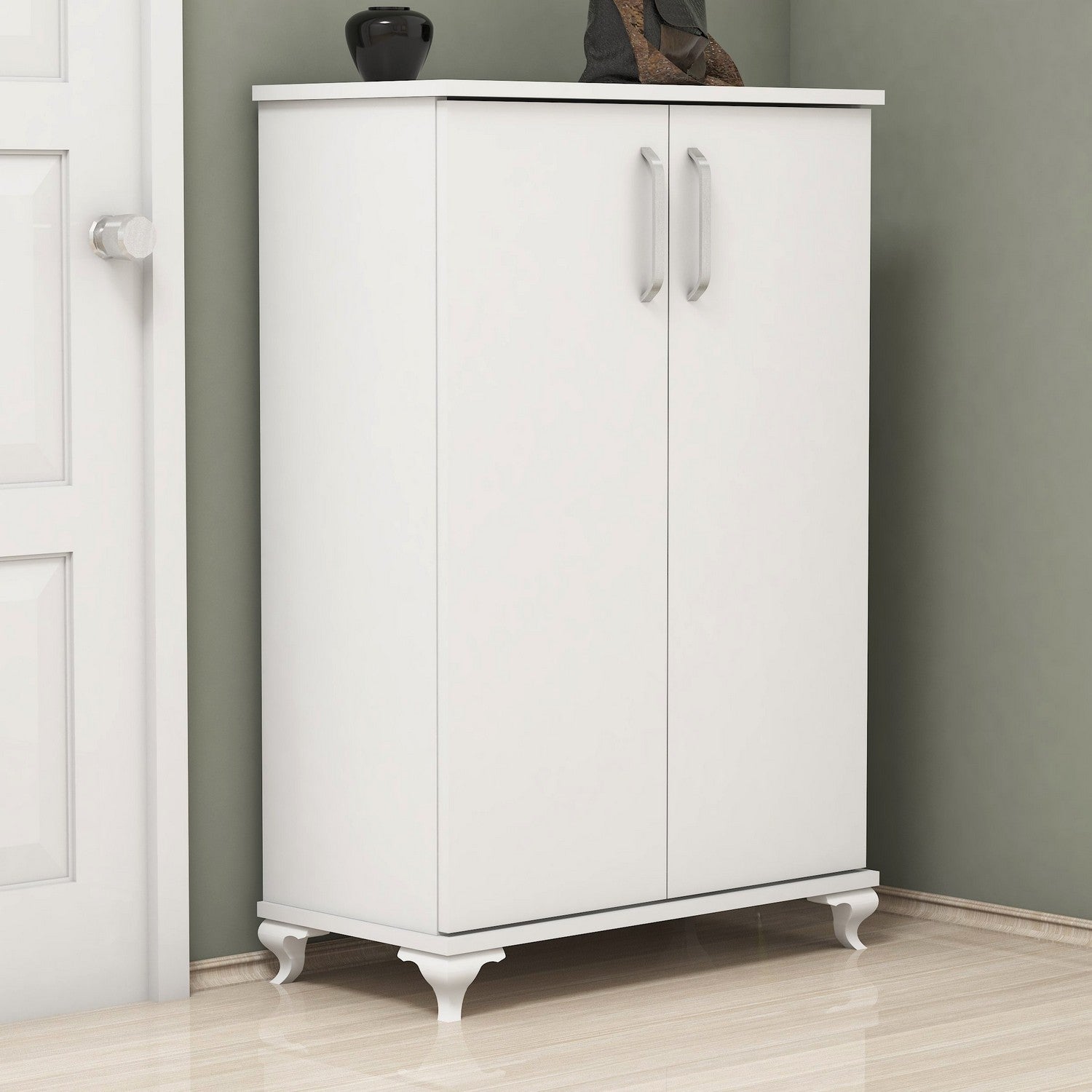 Asta - White in Weiss präsentiert im Onlineshop von KAQTU Design AG. Schuhschrank ist von Hanah Home