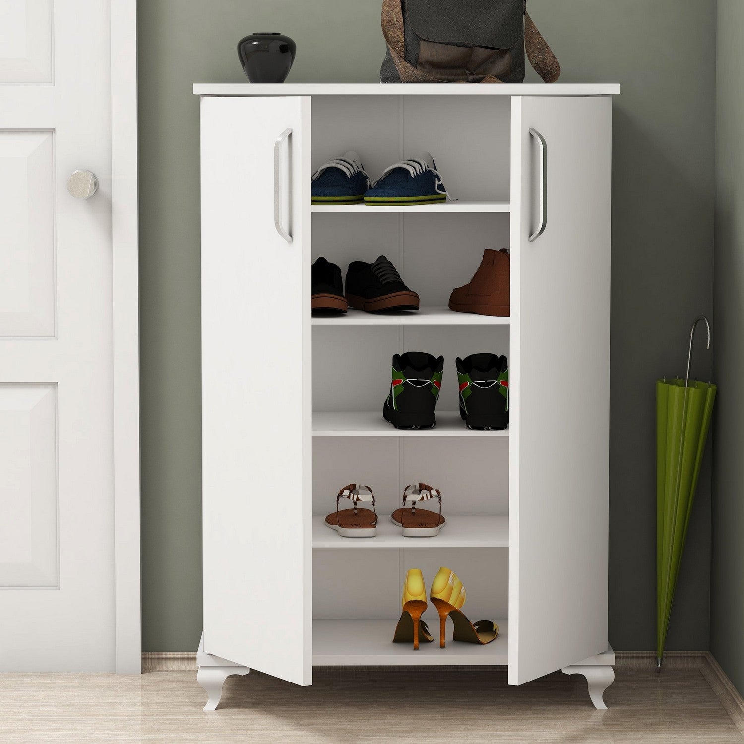 Asta - White in Weiss präsentiert im Onlineshop von KAQTU Design AG. Schuhschrank ist von Hanah Home