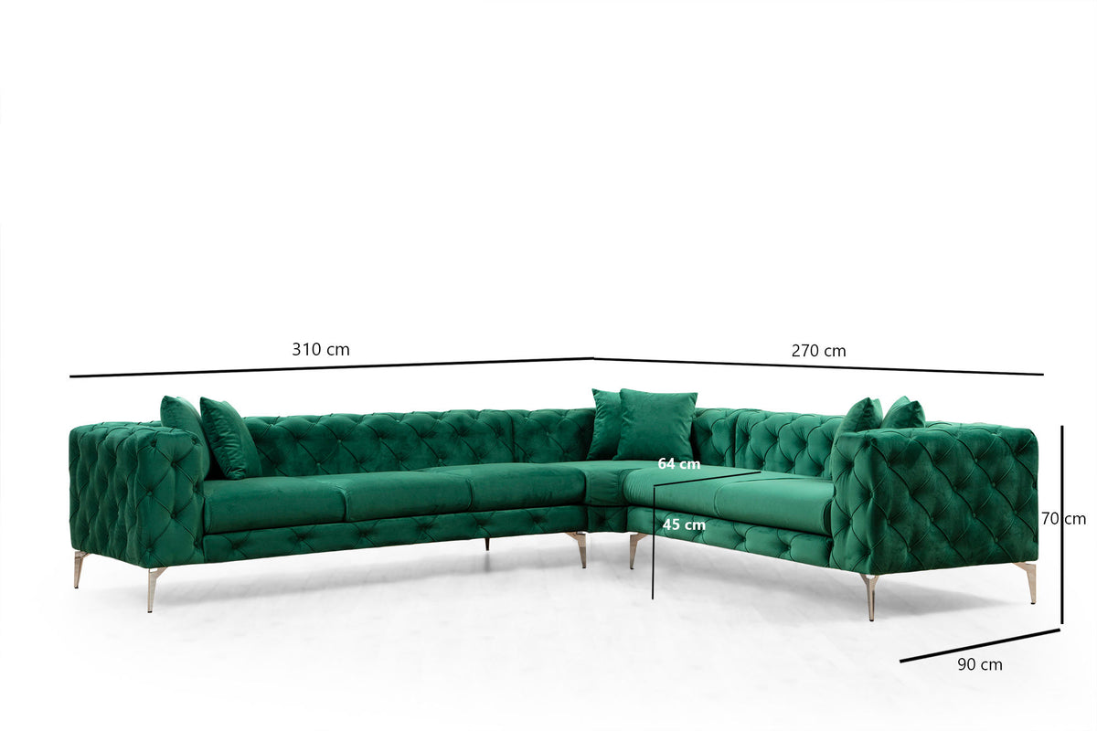 Como Right Ecksofa - Grün in Grün präsentiert im Onlineshop von KAQTU Design AG. Ecksofa ist von Atelier Del Sofa