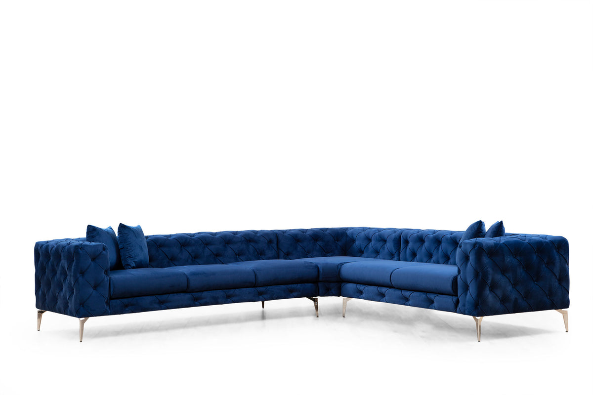 Como Right Ecksofa - Marineblau in Marineblau präsentiert im Onlineshop von KAQTU Design AG. Ecksofa ist von Atelier Del Sofa