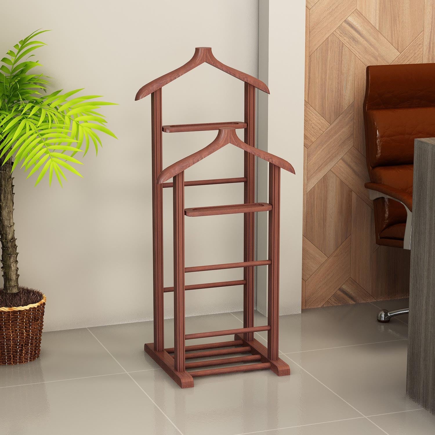 Beta Double - Walnut in Walnuss präsentiert im Onlineshop von KAQTU Design AG. Kleiderständer ist von Hanah Home