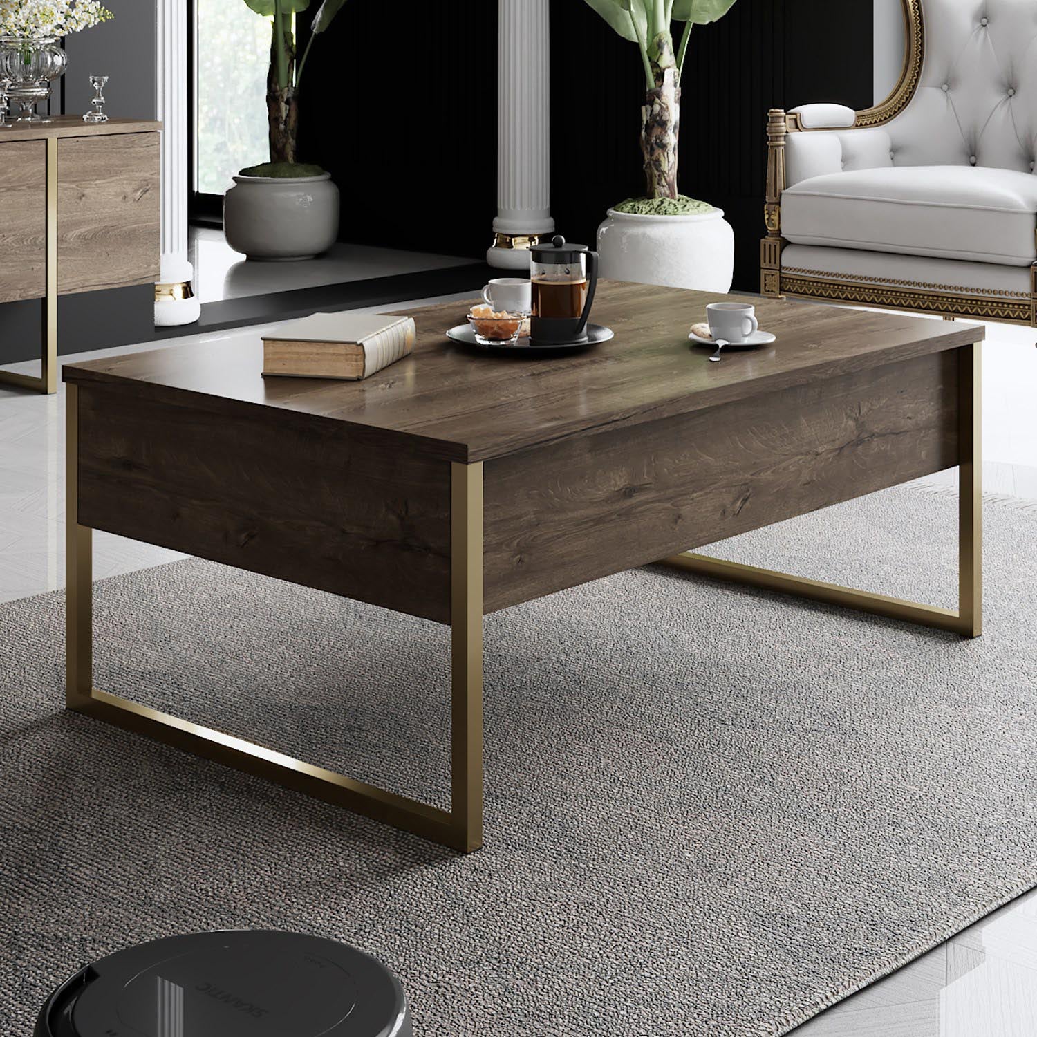 Luxe - Walnut, Gold in Walnuss Gold präsentiert im Onlineshop von KAQTU Design AG. Beistelltisch ist von Hanah Home