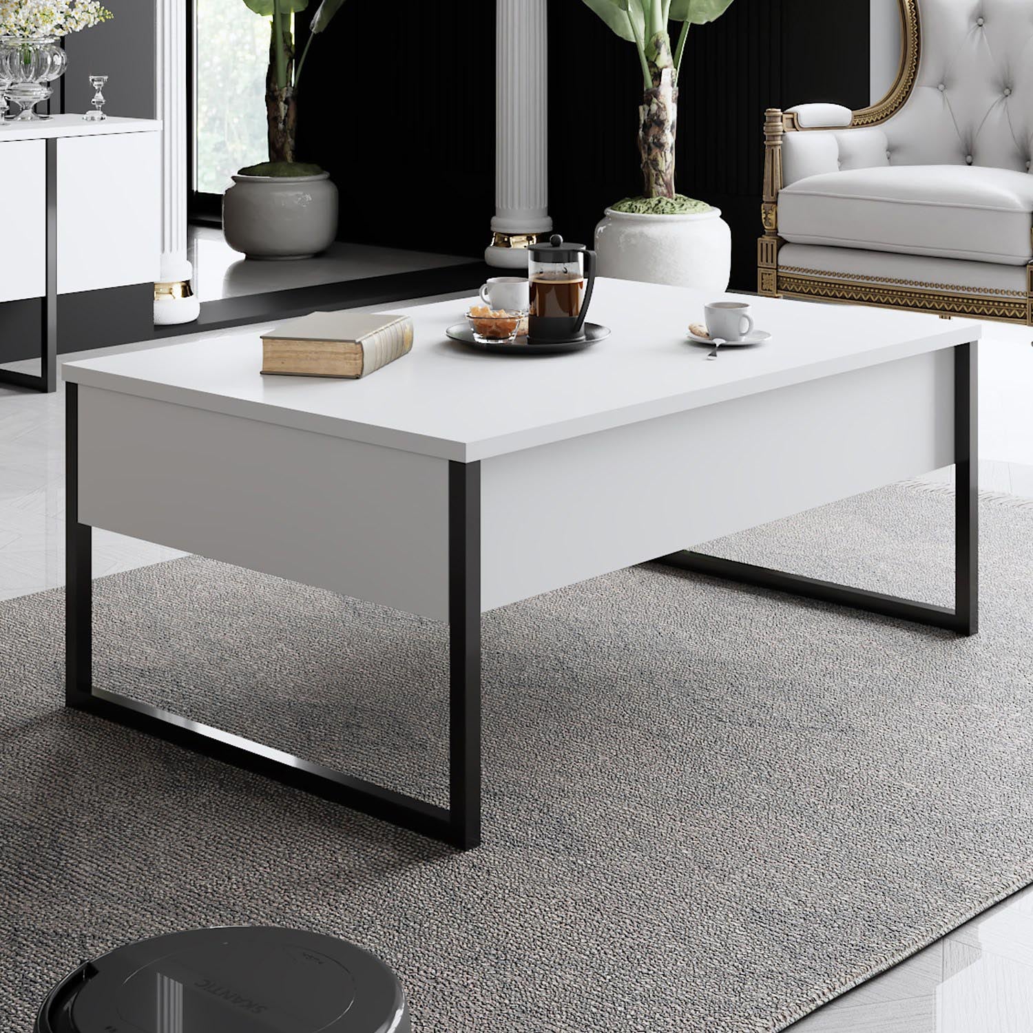 Luxe - White, Black in Weiss Schwarz präsentiert im Onlineshop von KAQTU Design AG. Beistelltisch ist von Hanah Home