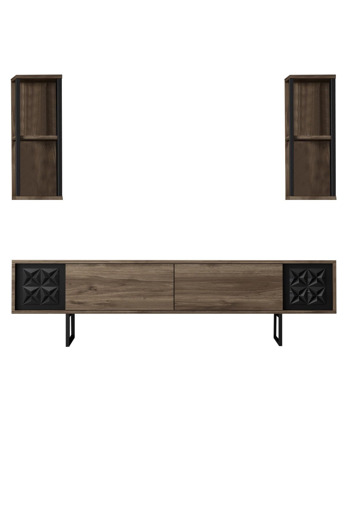 Black Line - Walnut, Black in Walnuss Schwarz präsentiert im Onlineshop von KAQTU Design AG. TV-Möbel ist von Hanah Home