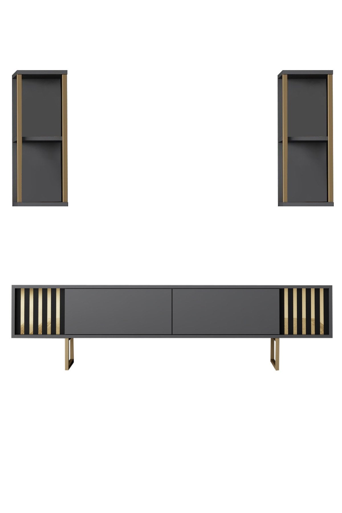 Gold Line - Anthracite, Black in Anthrazit Schwarz präsentiert im Onlineshop von KAQTU Design AG. TV-Möbel ist von Hanah Home