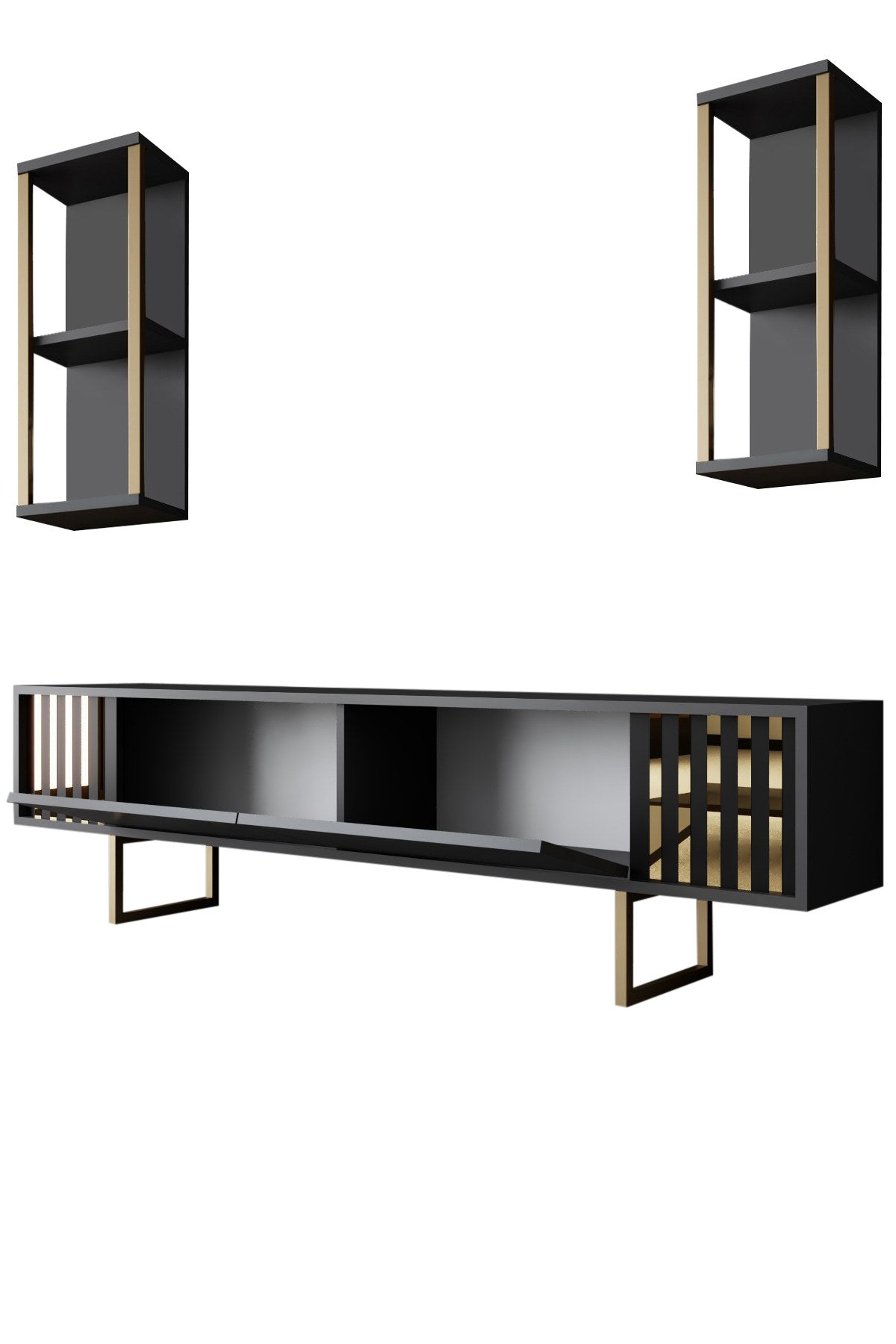 Gold Line - Anthracite, Black in Anthrazit Schwarz präsentiert im Onlineshop von KAQTU Design AG. TV-Möbel ist von Hanah Home