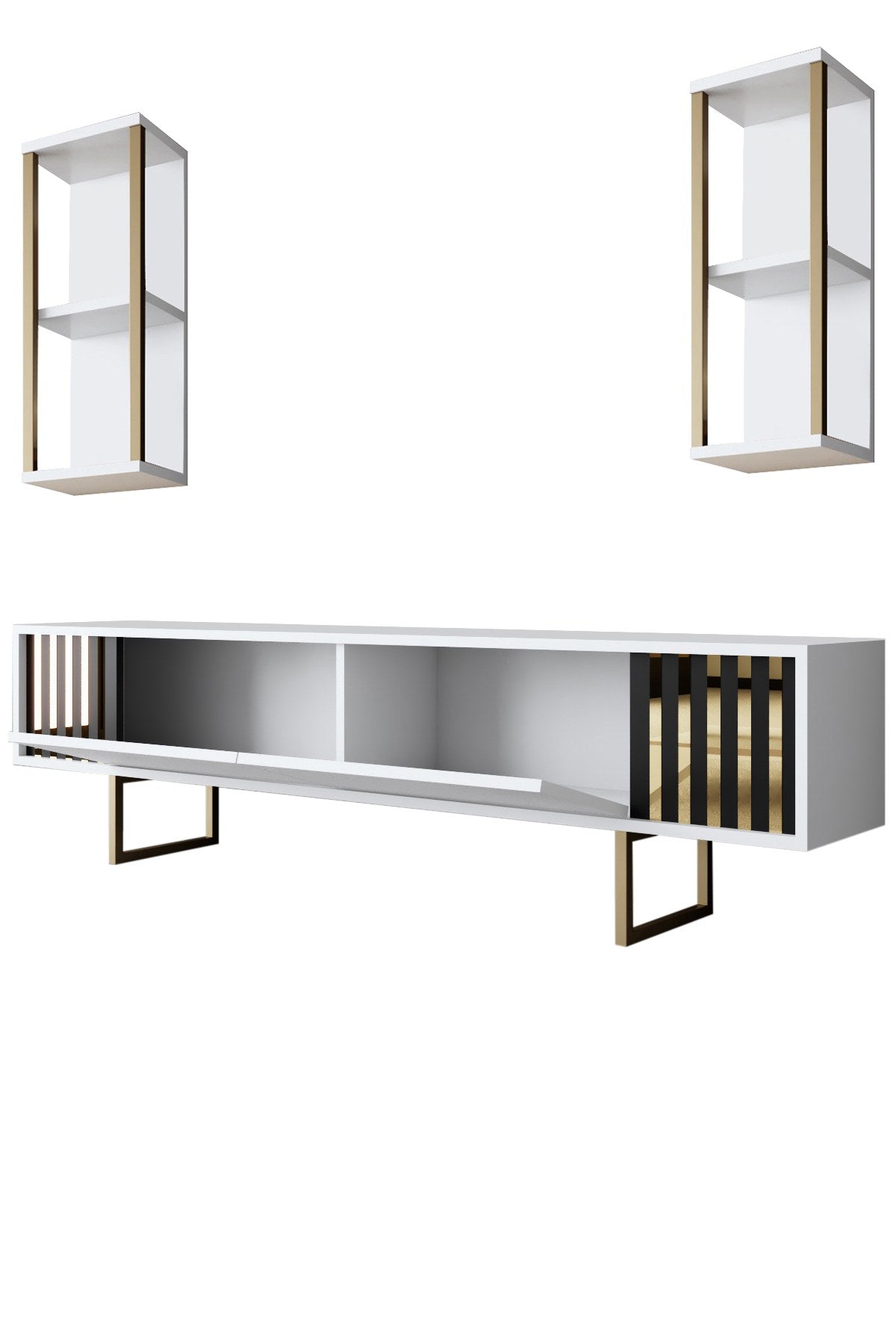 Gold Line - White, Black in Weiss Schwarz präsentiert im Onlineshop von KAQTU Design AG. TV-Möbel ist von Hanah Home