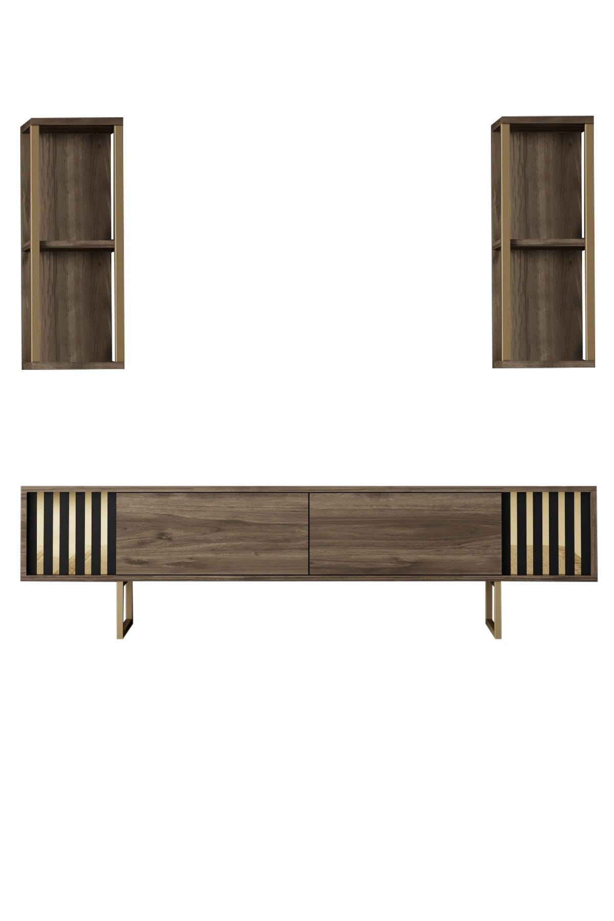 Gold Line - Walnut, Black in Walnuss Schwarz präsentiert im Onlineshop von KAQTU Design AG. TV-Möbel ist von Hanah Home