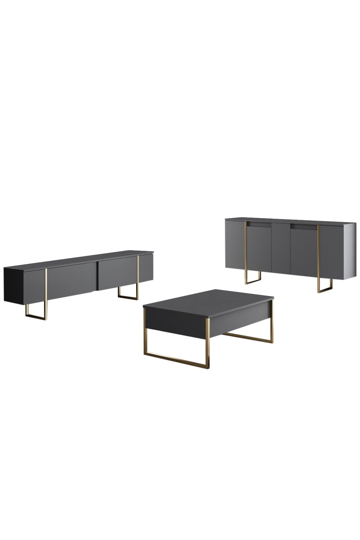 Luxe - Anthracite, Gold in Anthrazit Gold präsentiert im Onlineshop von KAQTU Design AG. High-Sideboard ist von Hanah Home