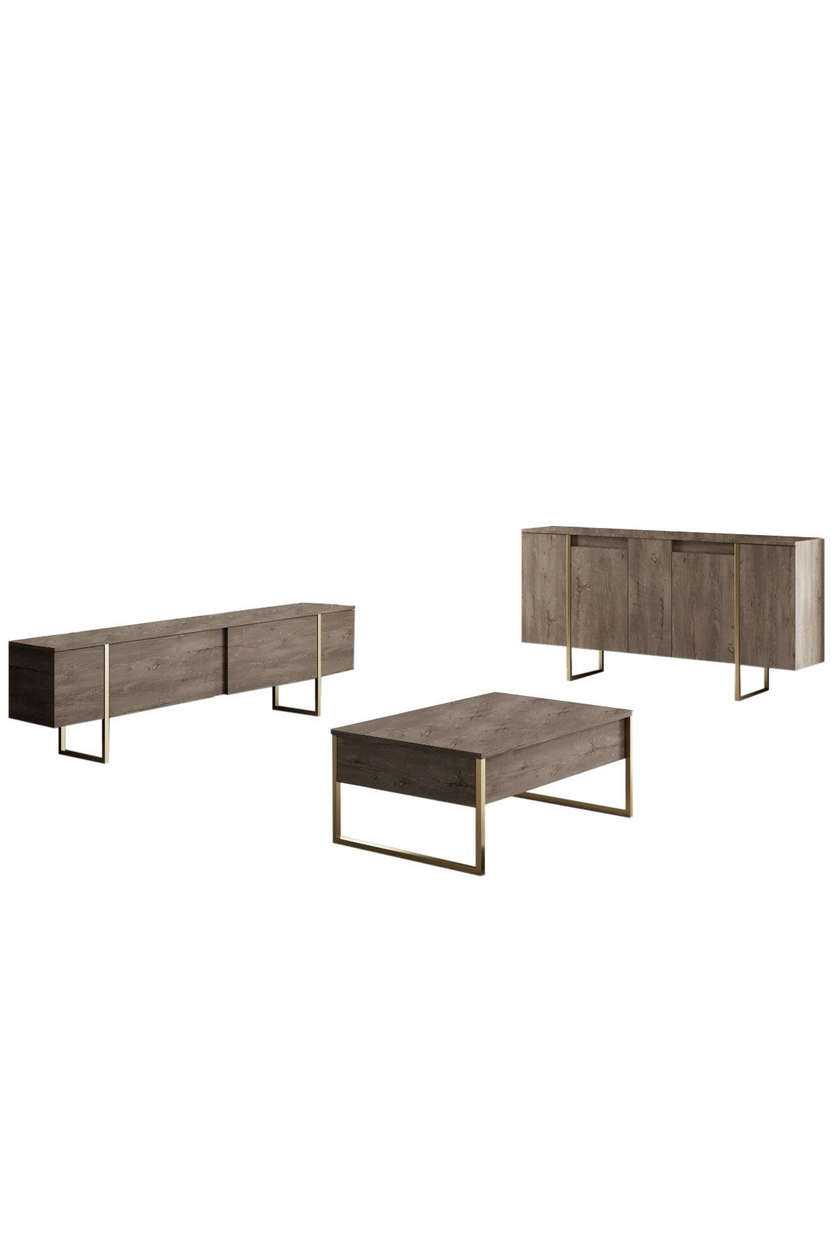Luxe - Walnut, Gold in Walnuss Gold präsentiert im Onlineshop von KAQTU Design AG. High-Sideboard ist von Hanah Home
