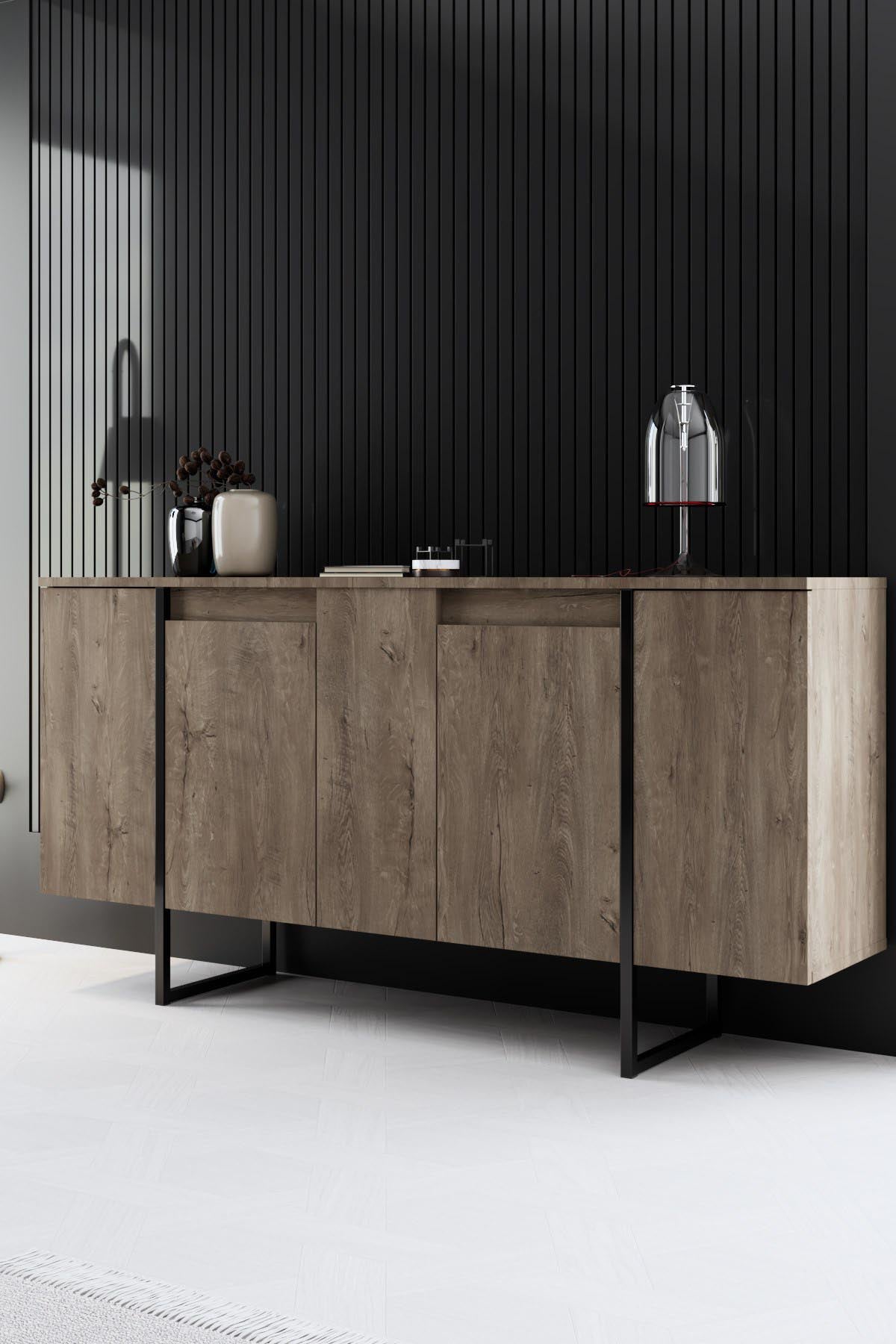 Luxe - Walnut, Black in Walnuss Schwarz präsentiert im Onlineshop von KAQTU Design AG. Wohnzimmerset ist von Hanah Home