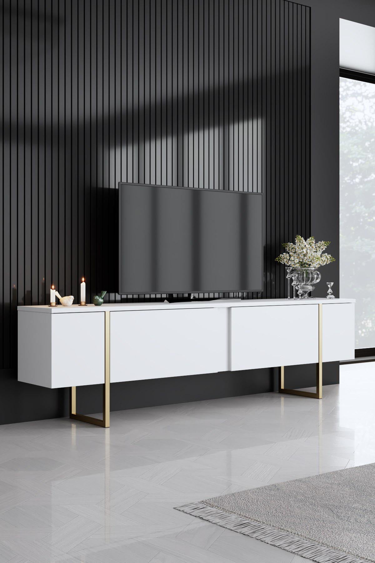 Luxe - White, Gold in Weisses Gold präsentiert im Onlineshop von KAQTU Design AG. Wohnzimmerset ist von Hanah Home