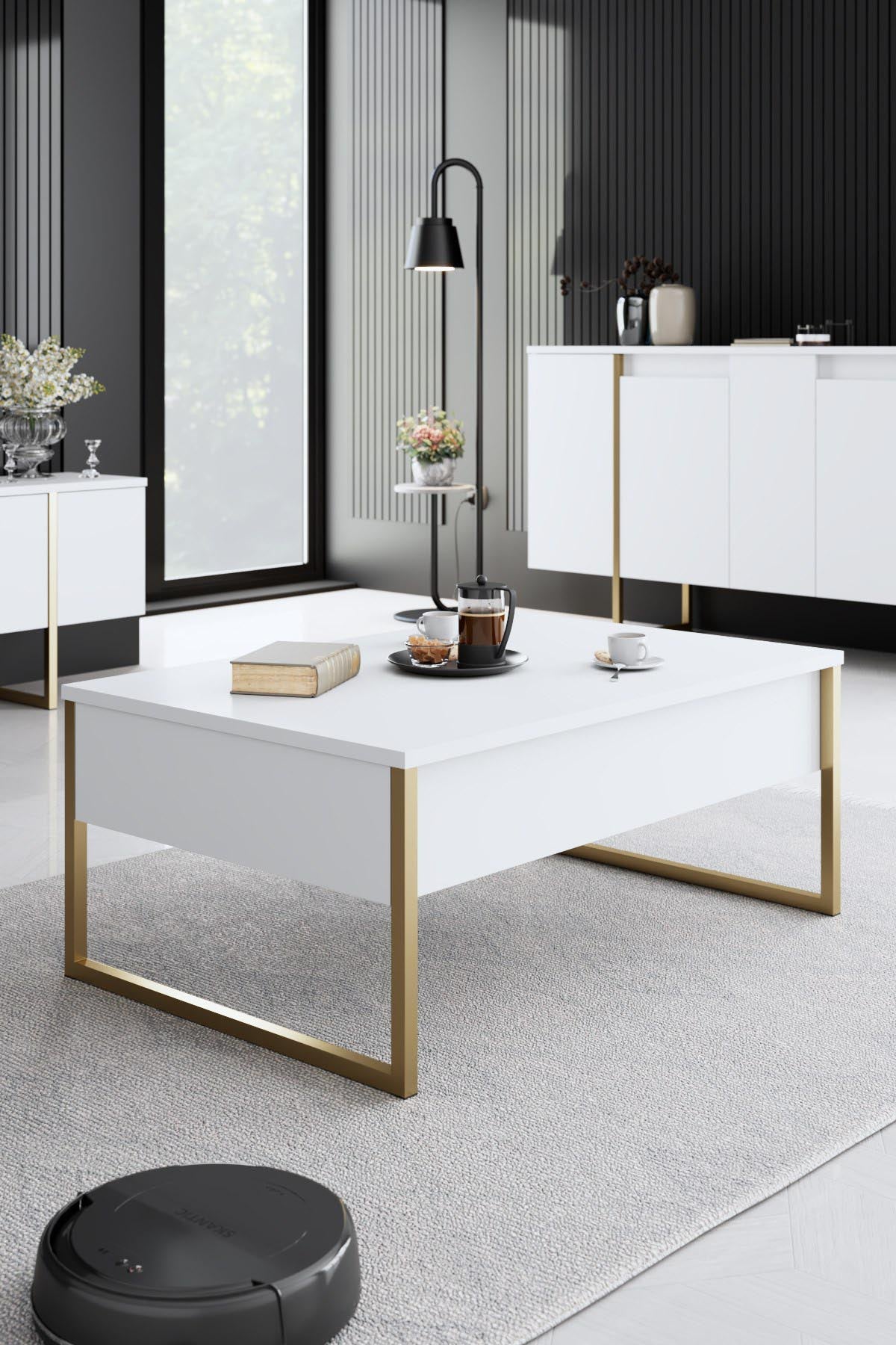 Luxe - White, Gold in Weisses Gold präsentiert im Onlineshop von KAQTU Design AG. Wohnzimmerset ist von Hanah Home