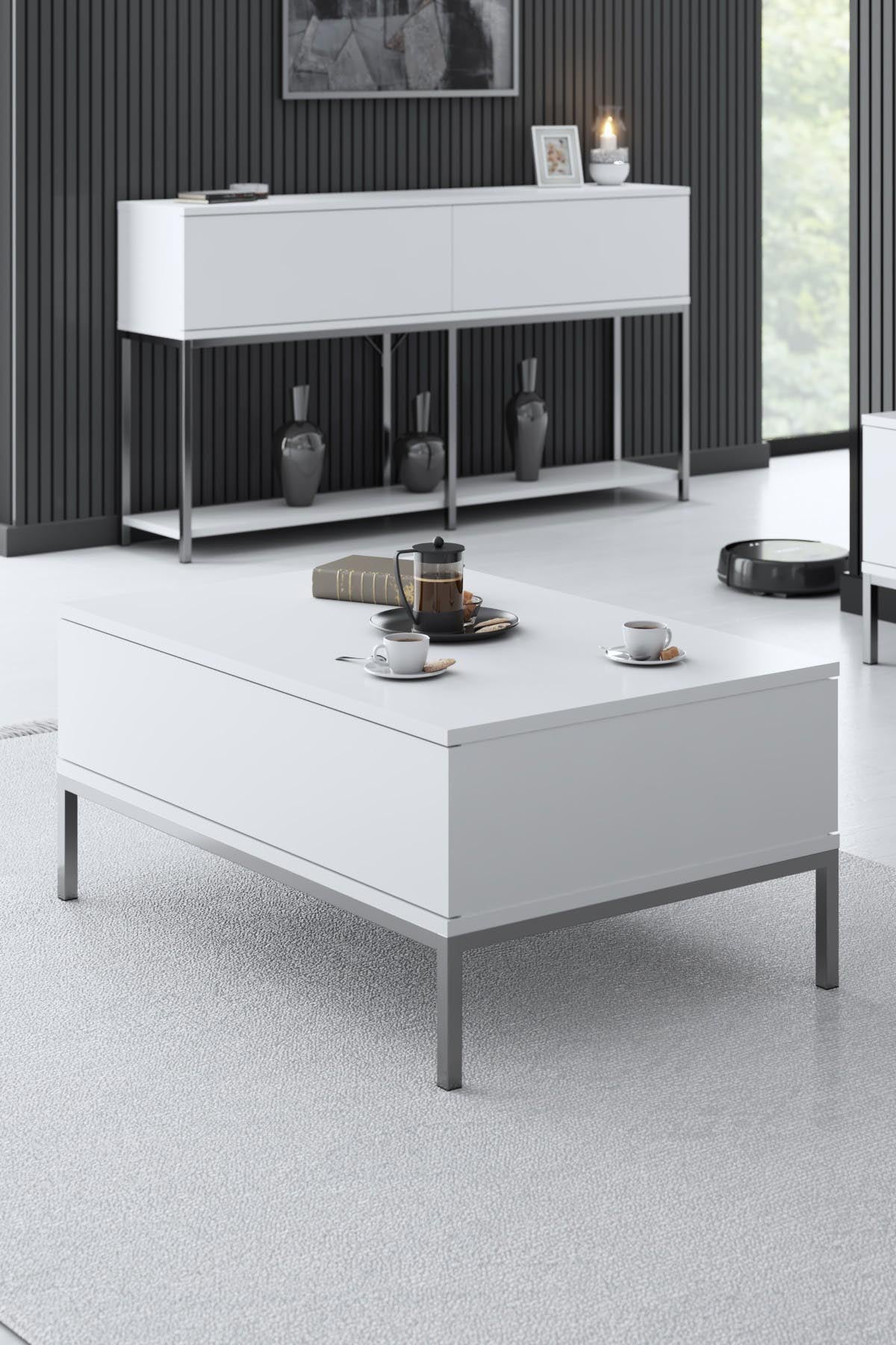 Lord - White, Silver in Weiss Silber präsentiert im Onlineshop von KAQTU Design AG. Beistelltisch ist von Hanah Home