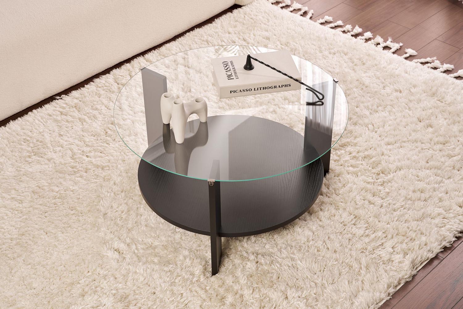 Clara - Wood Black, Transparent in Holz Schwarz Transparent präsentiert im Onlineshop von KAQTU Design AG. Beistelltisch ist von Nordure