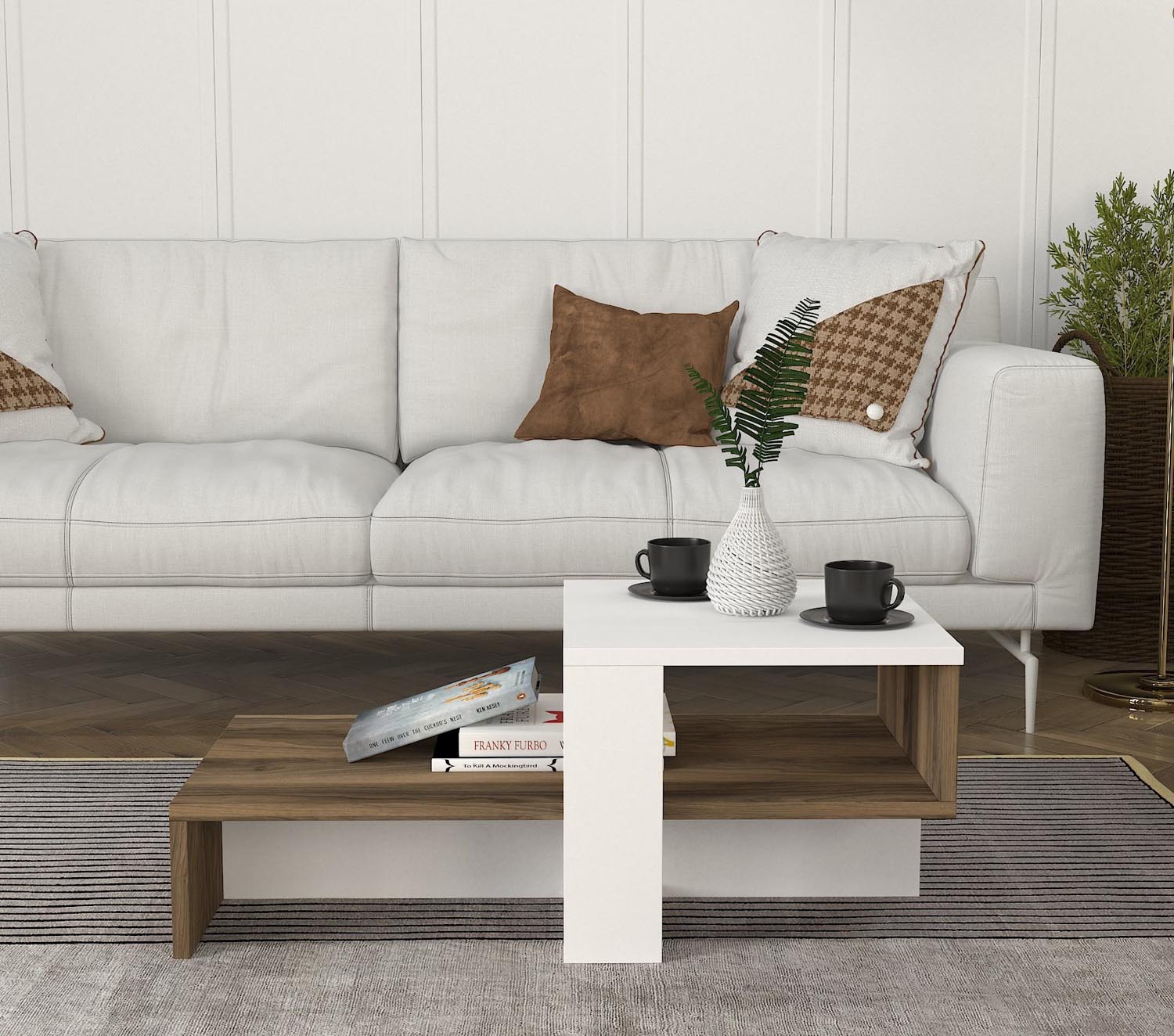 Chain - White, Walnut in Weisser Walnuss präsentiert im Onlineshop von KAQTU Design AG. Beistelltisch ist von Hanah Home