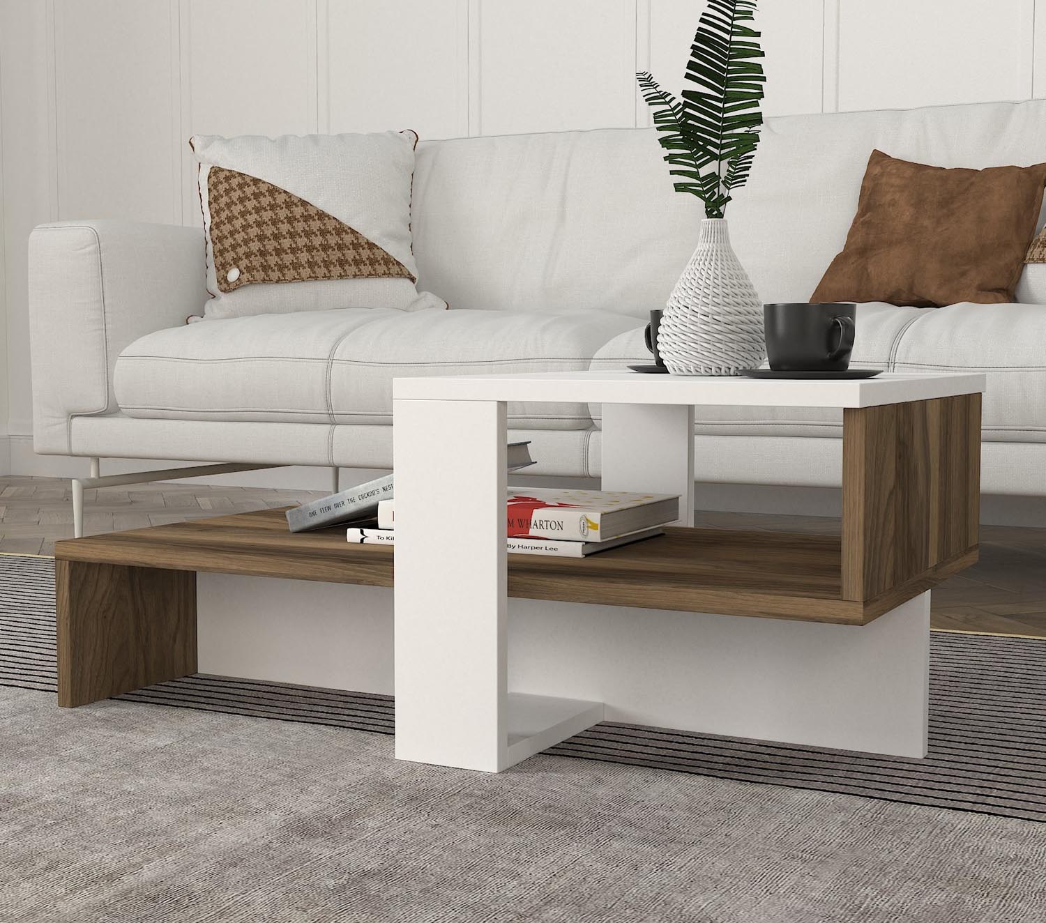 Chain - White, Walnut in Weisser Walnuss präsentiert im Onlineshop von KAQTU Design AG. Beistelltisch ist von Hanah Home