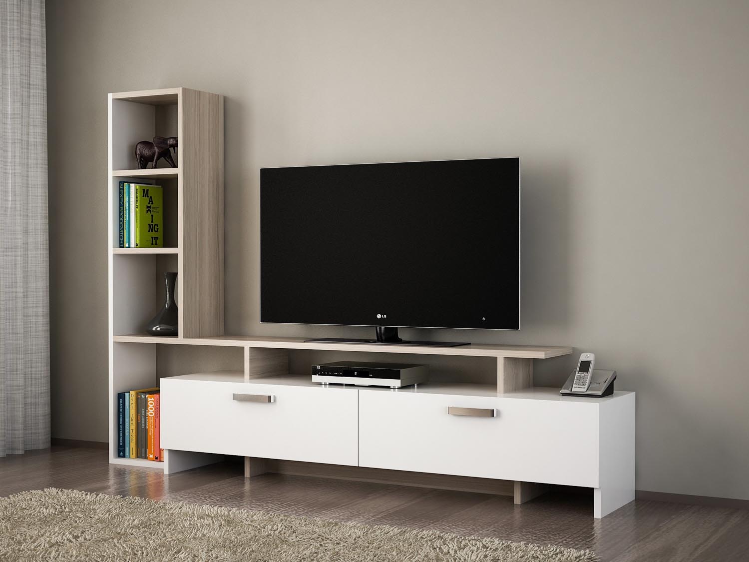 Şimal - White, Cordoba in Weiss
 Cordoba präsentiert im Onlineshop von KAQTU Design AG. TV-Möbel ist von Hanah Home