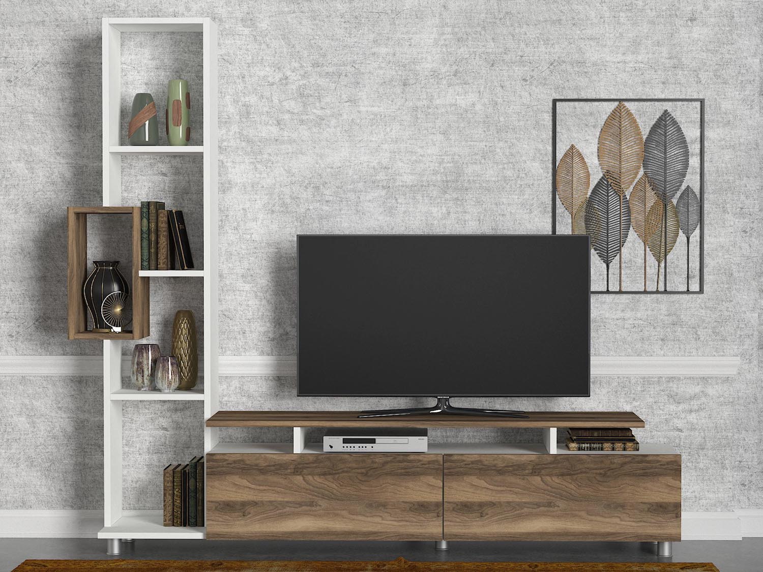 Tulip - White, Walnut in Weisser Walnuss präsentiert im Onlineshop von KAQTU Design AG. TV-Möbel ist von Hanah Home