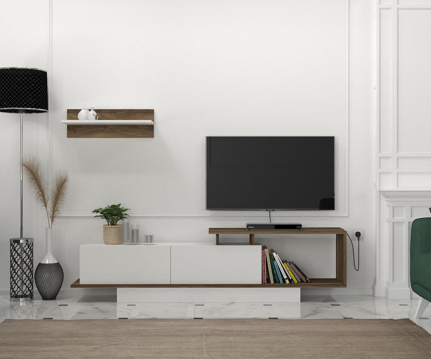 Asos - White, Walnut in Weisser Walnuss präsentiert im Onlineshop von KAQTU Design AG. TV-Möbel ist von Hanah Home