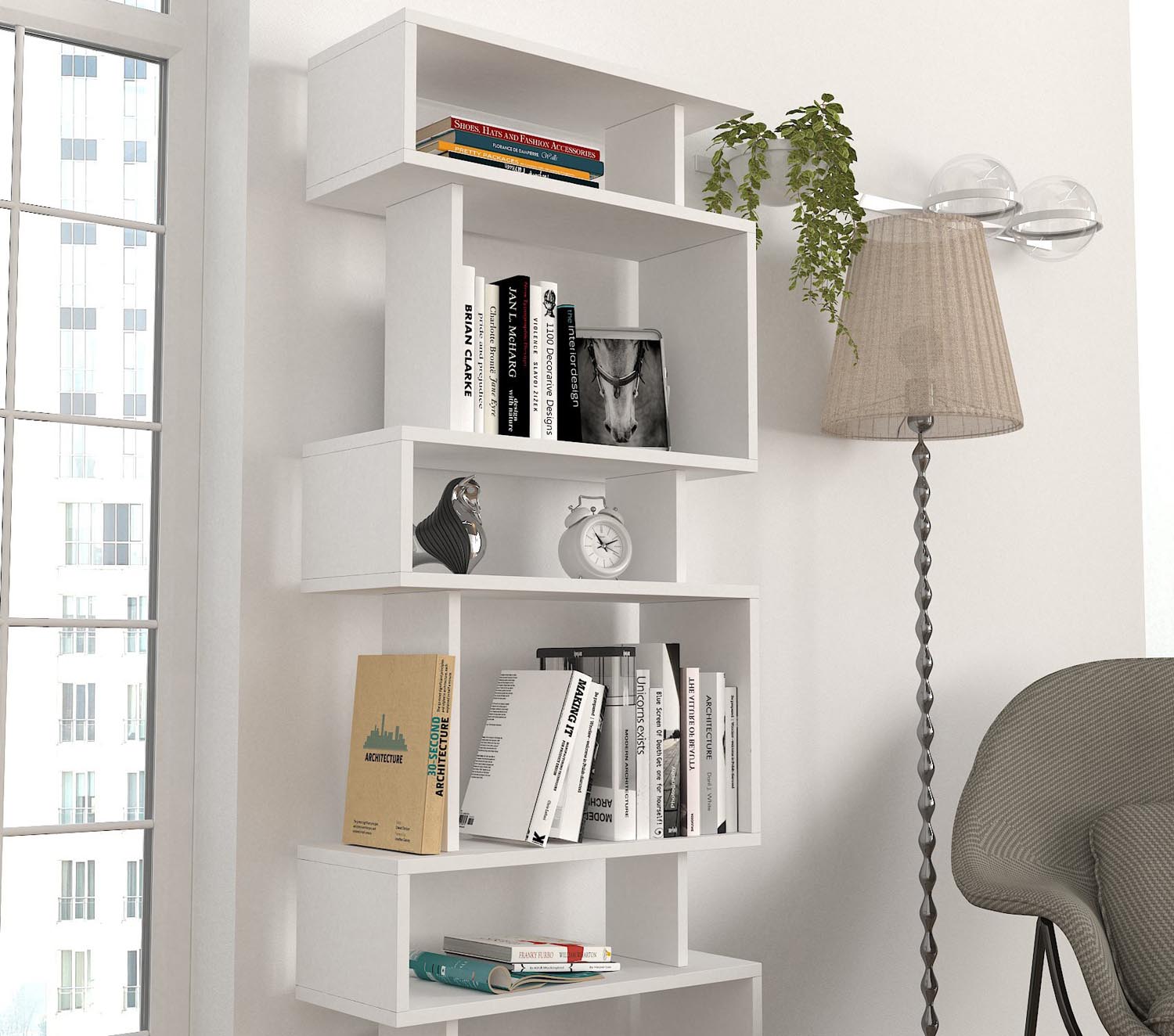 Blok - White in Weiss präsentiert im Onlineshop von KAQTU Design AG. Bücherregal ist von Hanah Home