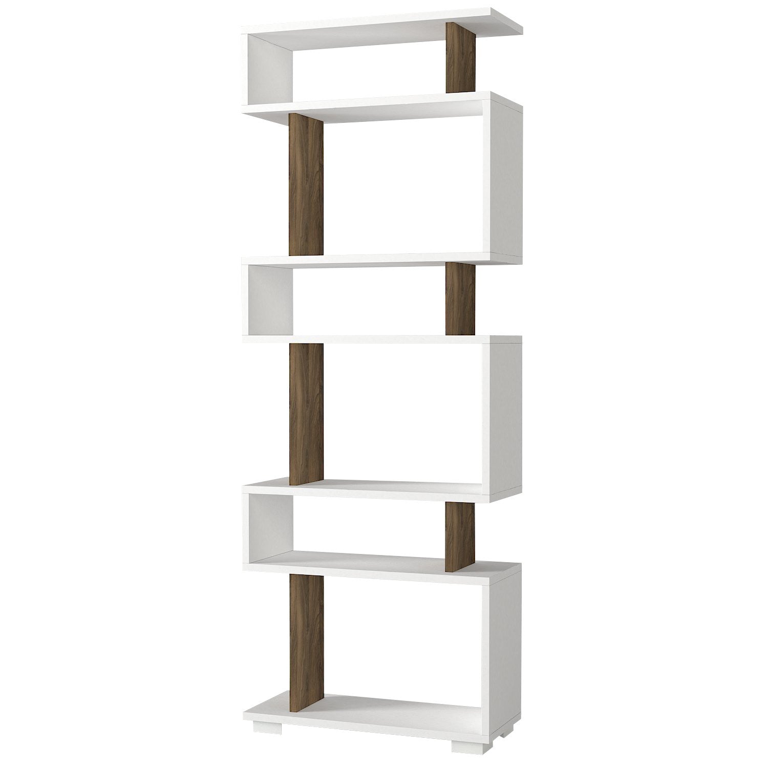 Blok - White, Walnut in Weisser Walnuss präsentiert im Onlineshop von KAQTU Design AG. Bücherregal ist von Hanah Home