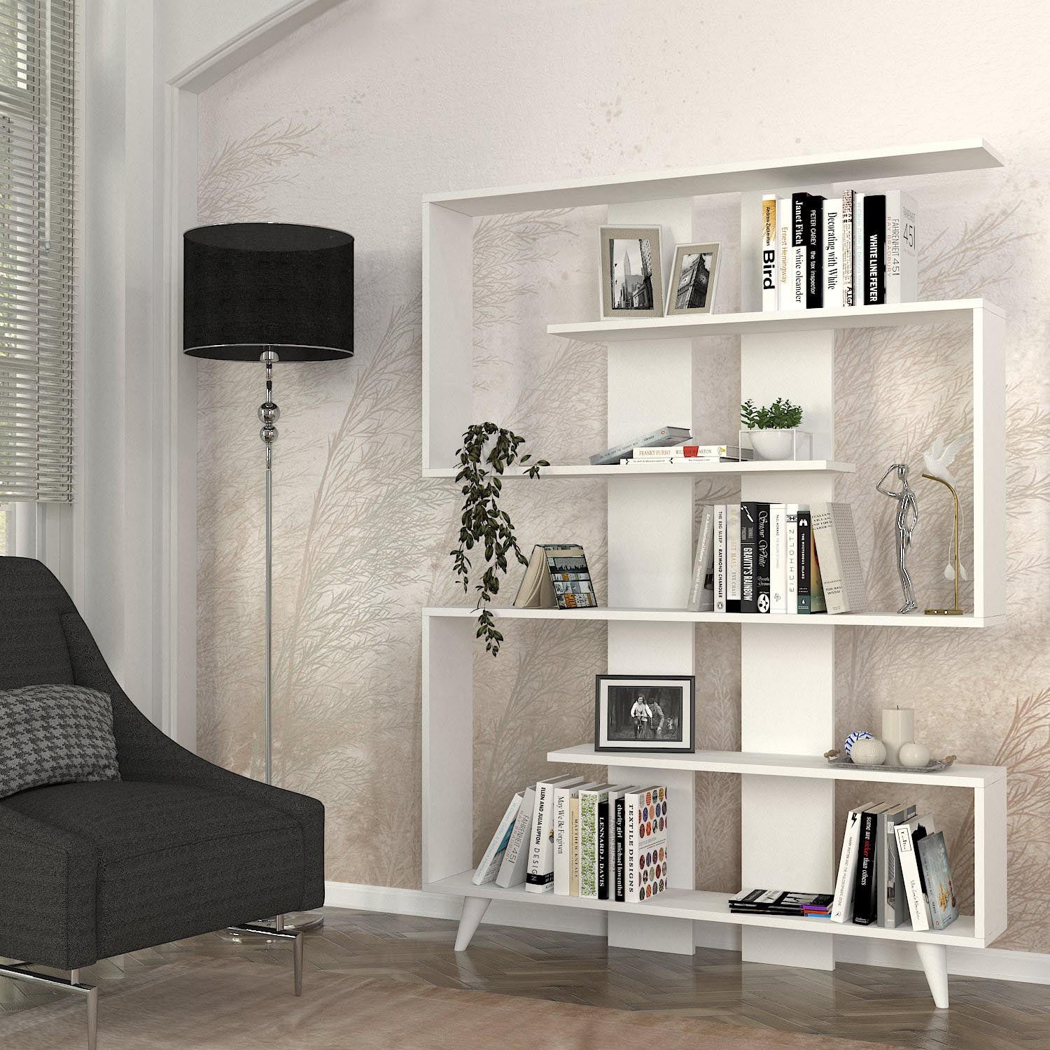Rain - White in Weiss präsentiert im Onlineshop von KAQTU Design AG. Bücherregal ist von Hanah Home