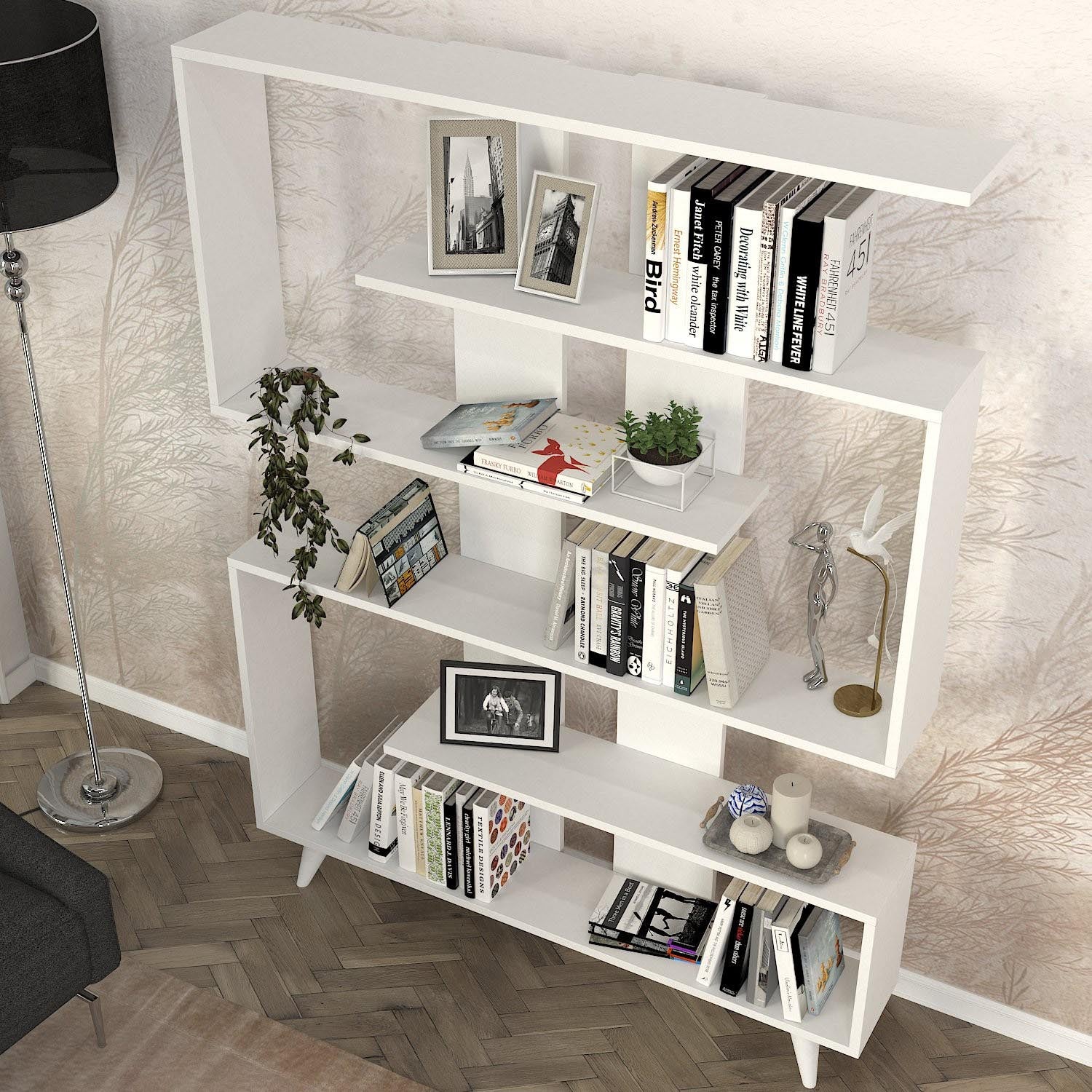 Rain - White in Weiss präsentiert im Onlineshop von KAQTU Design AG. Bücherregal ist von Hanah Home