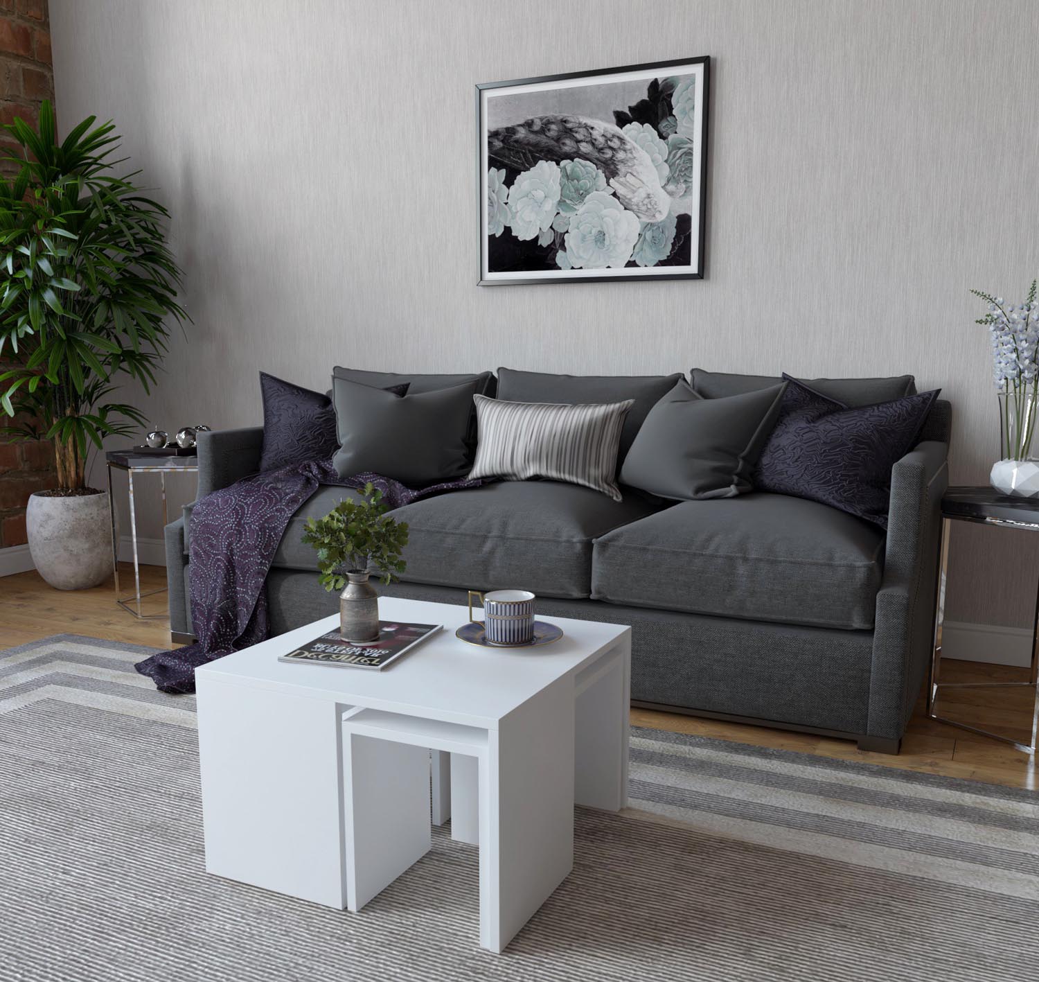 Ortanca - White in Weiss präsentiert im Onlineshop von KAQTU Design AG. Beistelltisch ist von Hanah Home