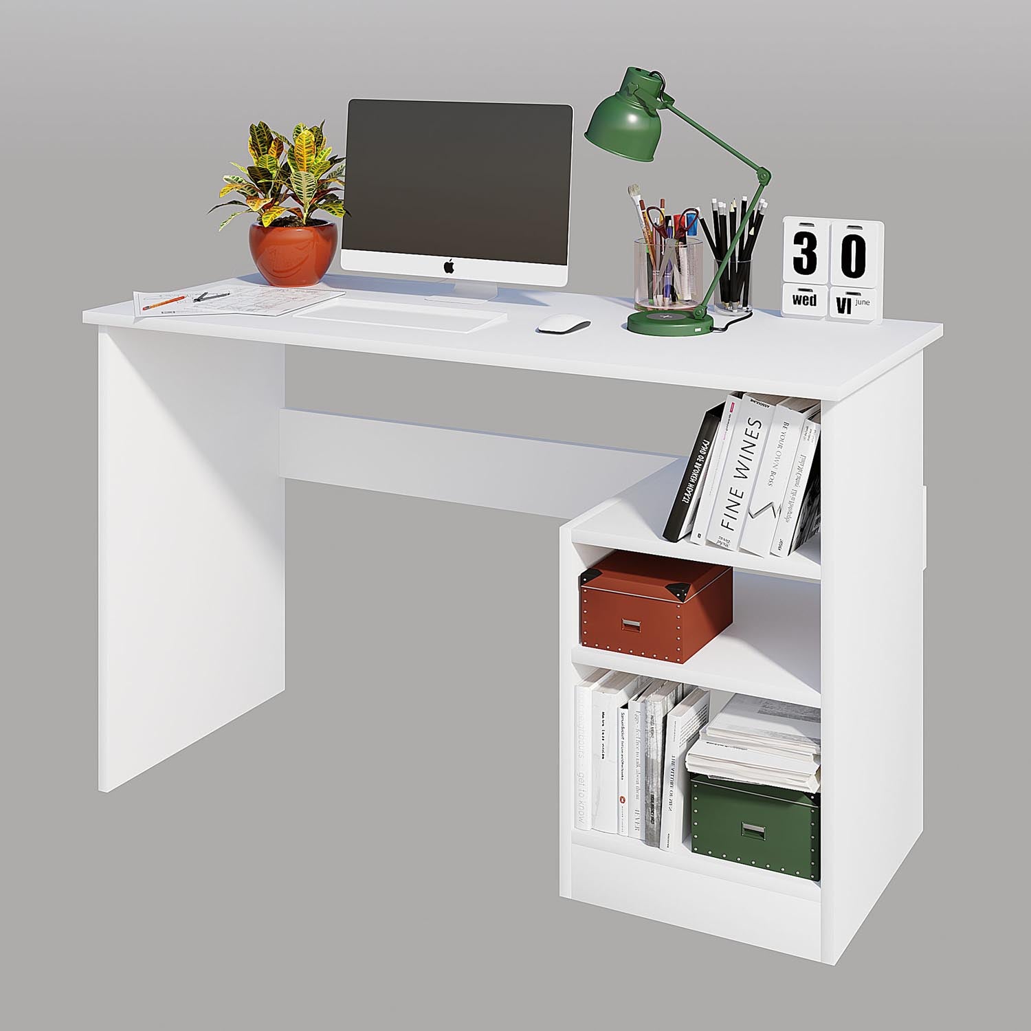 Bahar - White in Weiss präsentiert im Onlineshop von KAQTU Design AG. Schreibtisch ist von Hanah Home