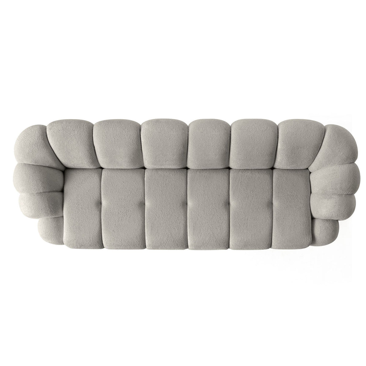 Graues 4-Sitzer Sofa Octavio von Hanah Home mit Polyester-Bezug, Holzgestell und abnehmbarem Rückenkissen, Ansicht von vorne.