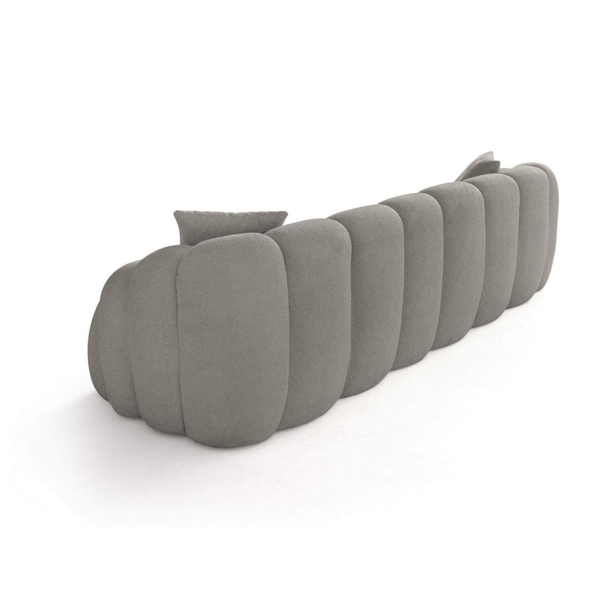 Graues 4-Sitzer Sofa Octavio von Hanah Home mit Polyester-Bezug, Holzgestell und abnehmbarem Rückenkissen, Ansicht von vorne.