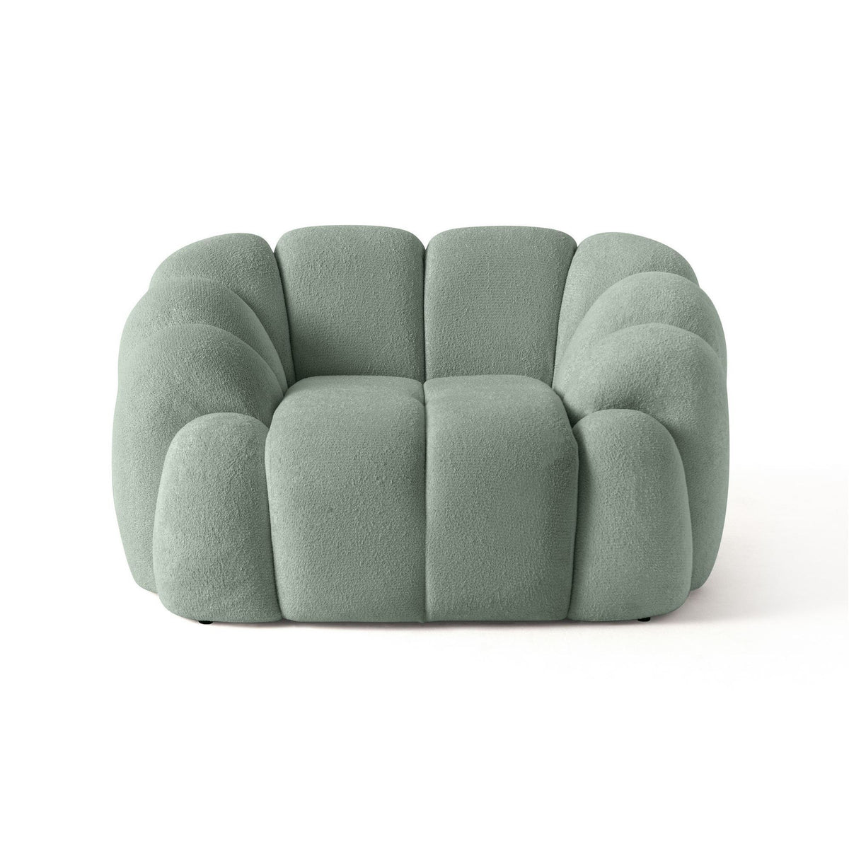 Türkisfarbenes 1-Sitzer Sofa Octavio aus Polyesterstoff mit Kunststoffbeinen, Hainbuche-Gestell und abnehmbarem Rückenkissen, Masse 135x80x70 cm.