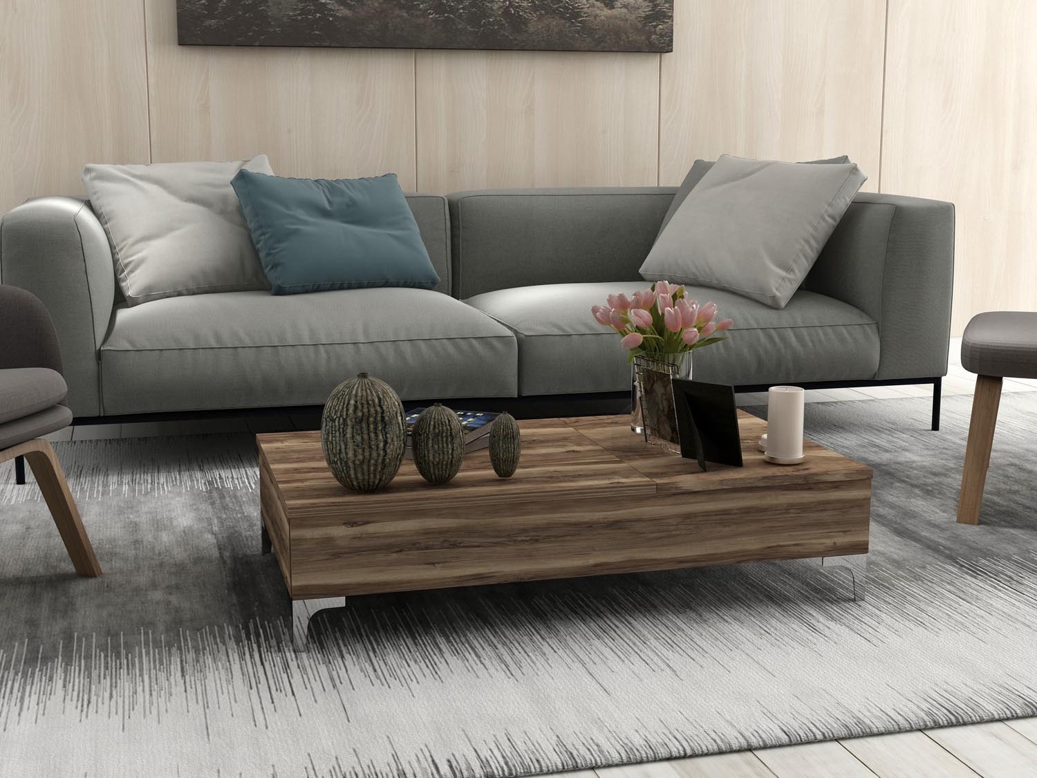 Esinti - Walnut in Walnuss präsentiert im Onlineshop von KAQTU Design AG. Beistelltisch ist von Hanah Home