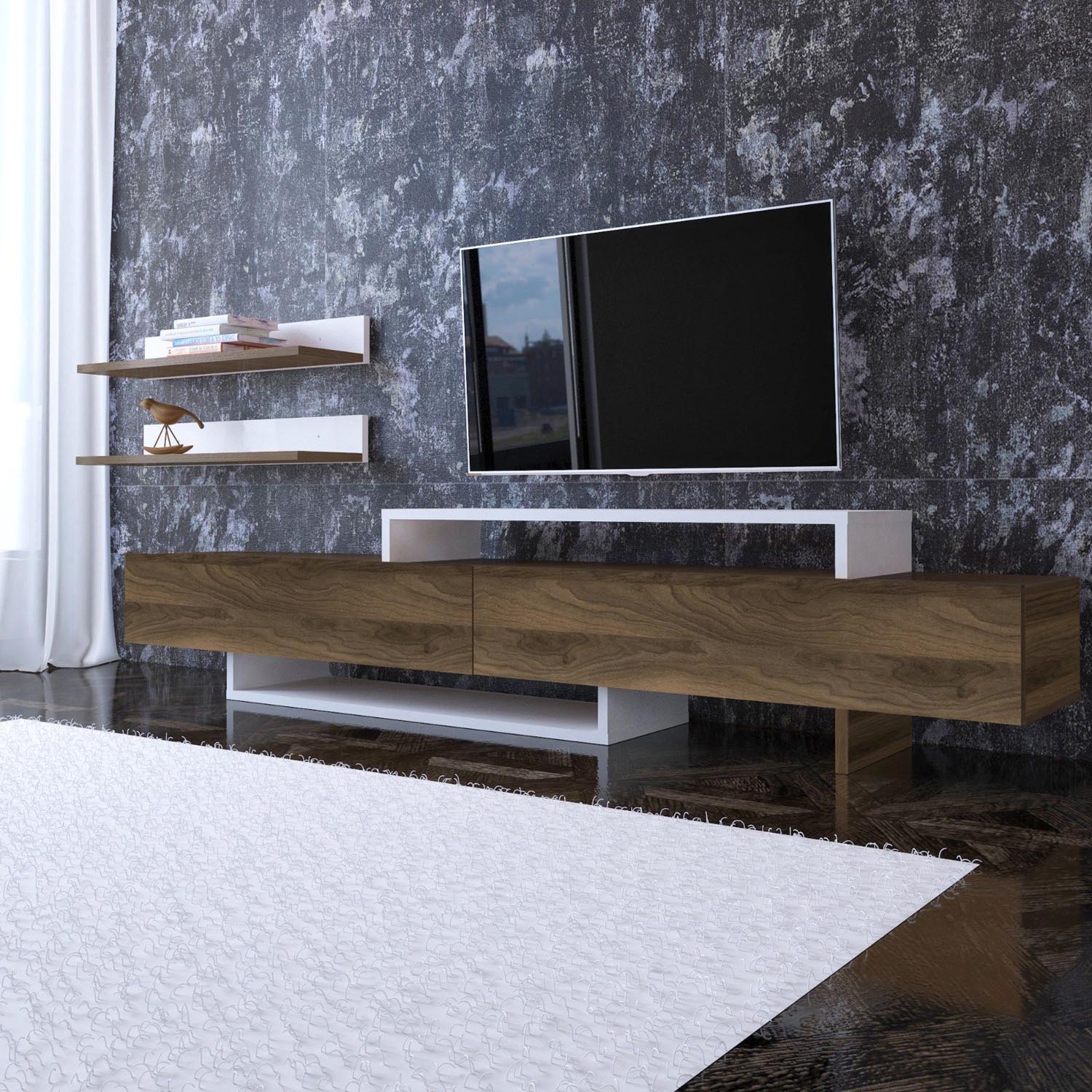 Nirvana - White, Teak in Weiss
 Teak präsentiert im Onlineshop von KAQTU Design AG. TV-Möbel ist von Hanah Home
