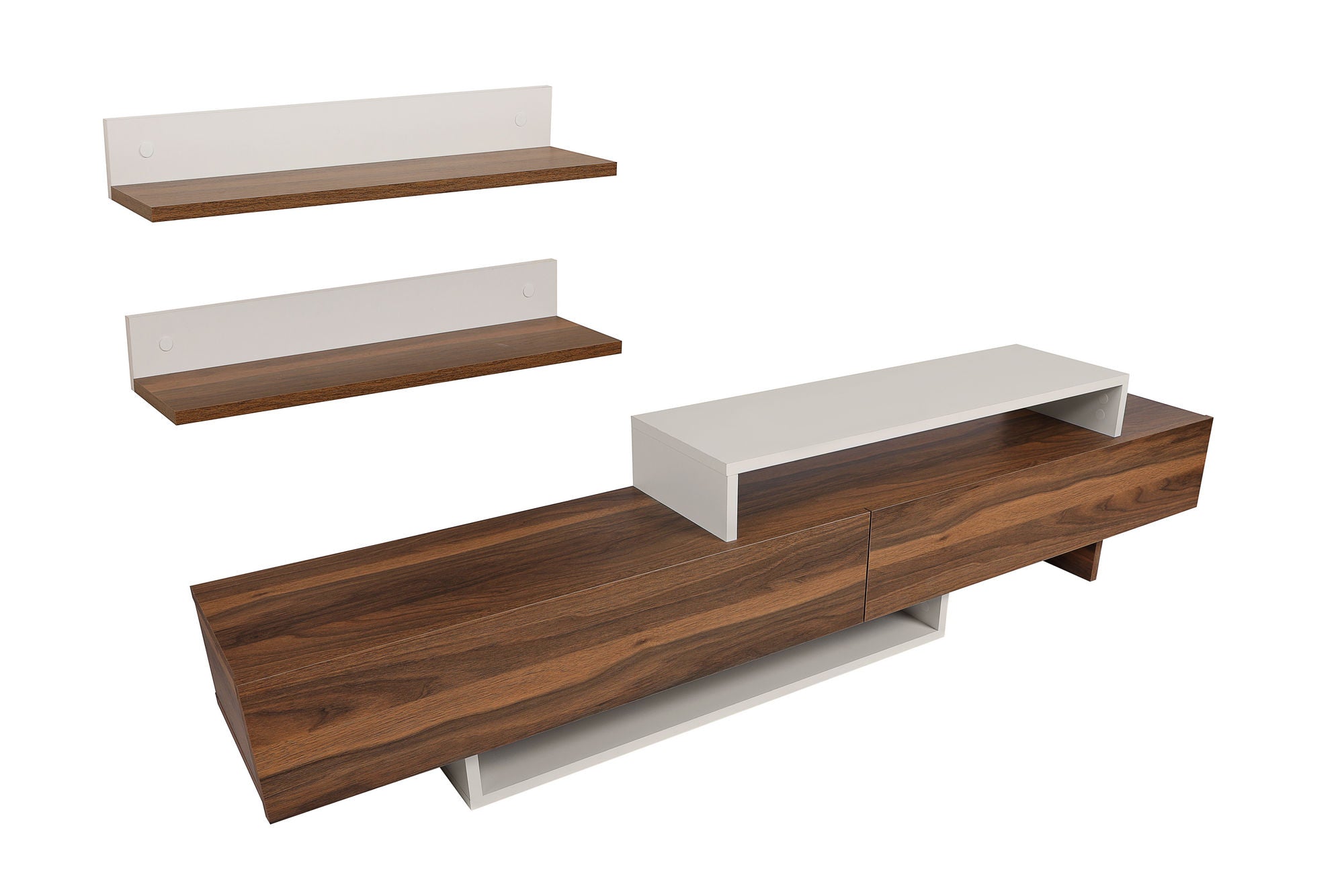 Nirvana - Teak, White in Weiss
 Teak präsentiert im Onlineshop von KAQTU Design AG. TV-Möbel ist von Hanah Home
