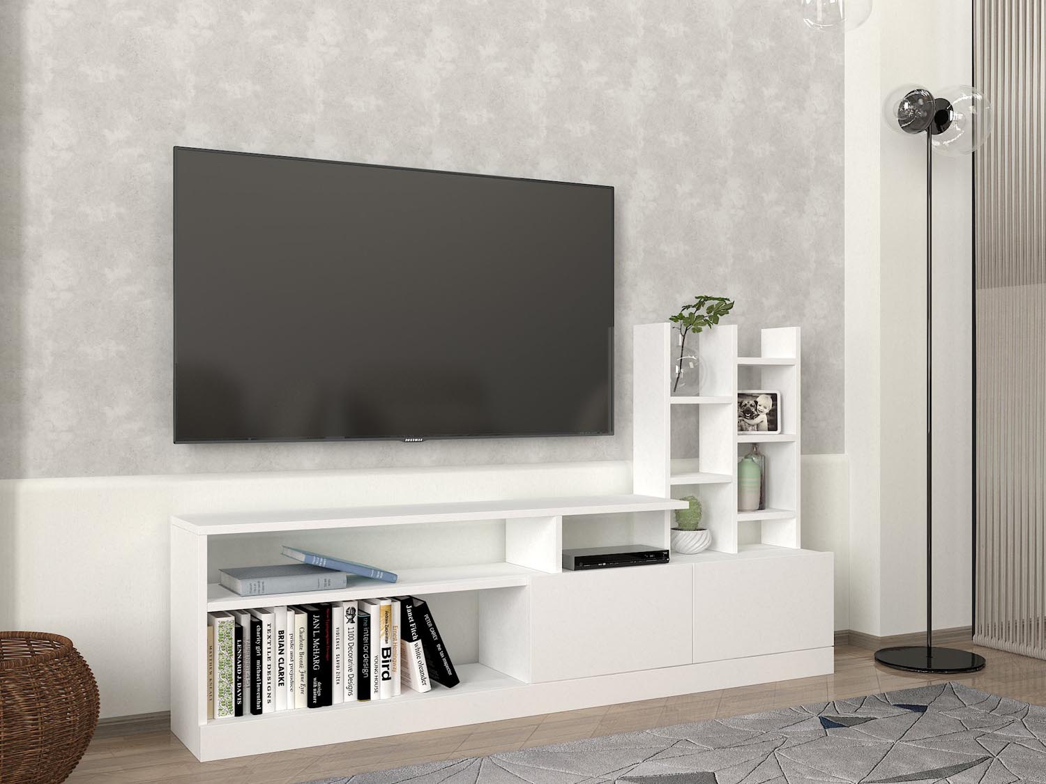 Dolunay - White in Weiss präsentiert im Onlineshop von KAQTU Design AG. TV-Möbel ist von Hanah Home