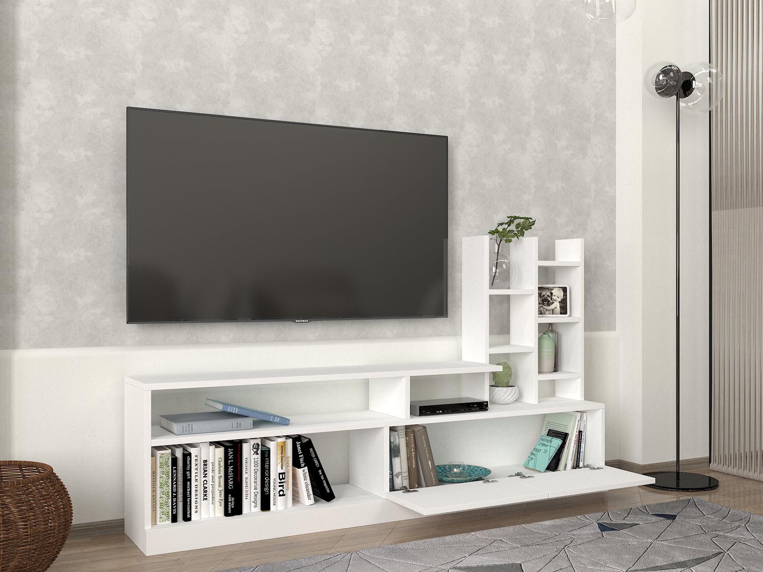 Dolunay - White in Weiss präsentiert im Onlineshop von KAQTU Design AG. TV-Möbel ist von Hanah Home