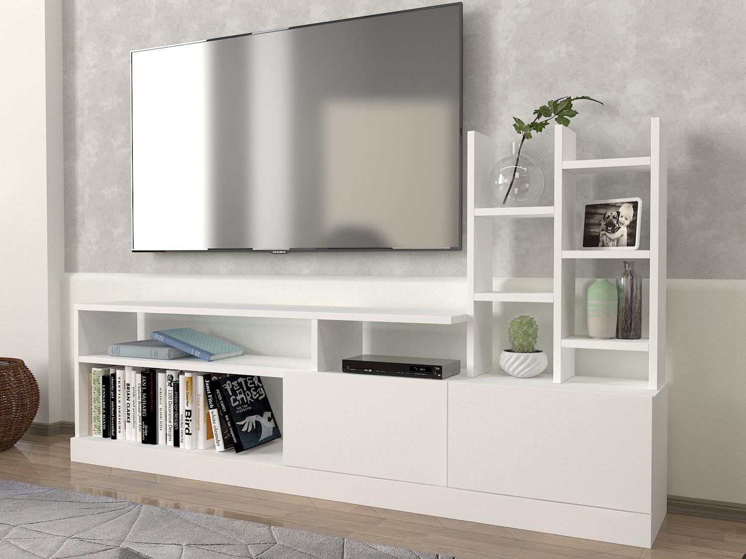 Dolunay - White in Weiss präsentiert im Onlineshop von KAQTU Design AG. TV-Möbel ist von Hanah Home