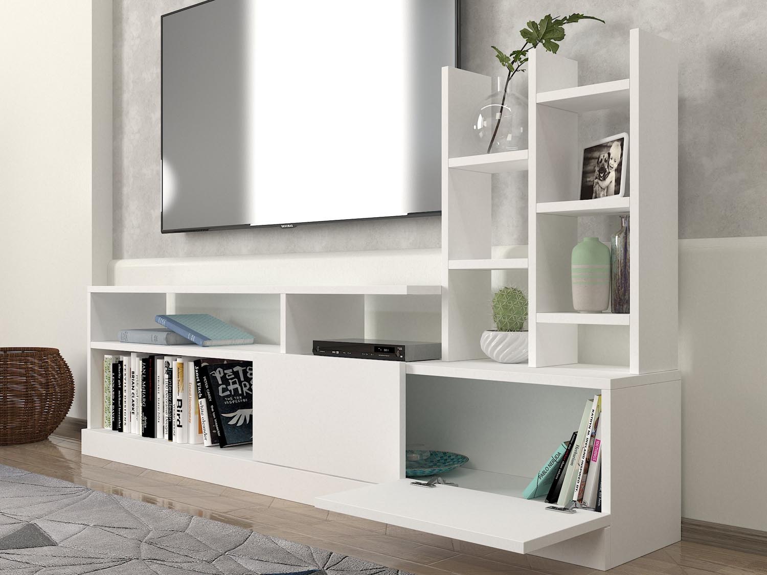 Dolunay - White in Weiss präsentiert im Onlineshop von KAQTU Design AG. TV-Möbel ist von Hanah Home