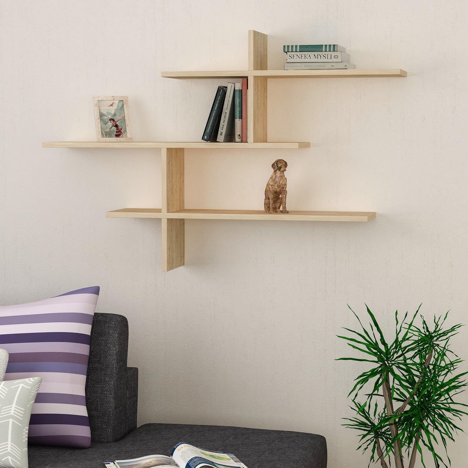 Leo - Oak in Eiche präsentiert im Onlineshop von KAQTU Design AG. Wandregal ist von Hanah Home