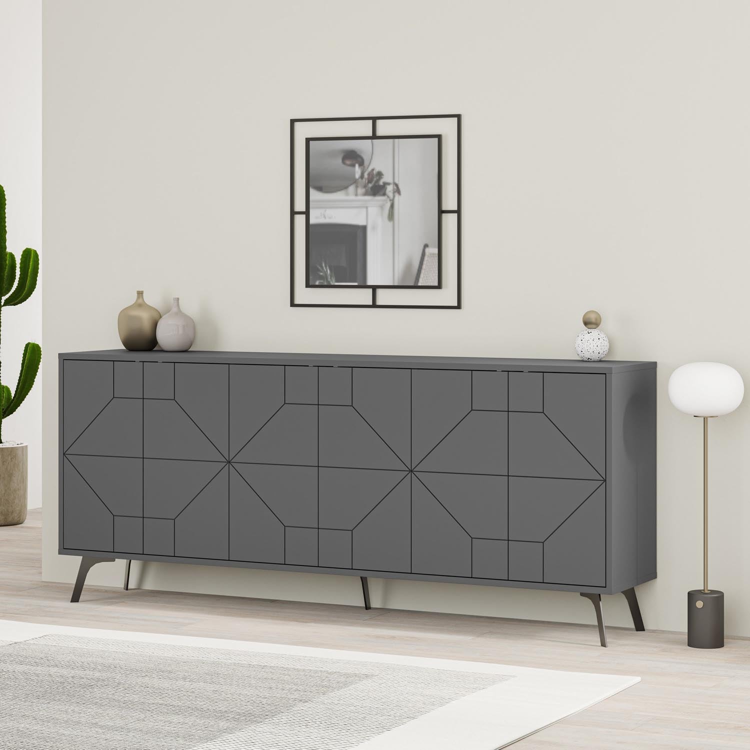 Dune - Anthracite in Anthrazit präsentiert im Onlineshop von KAQTU Design AG. High-Sideboard ist von Hanah Home