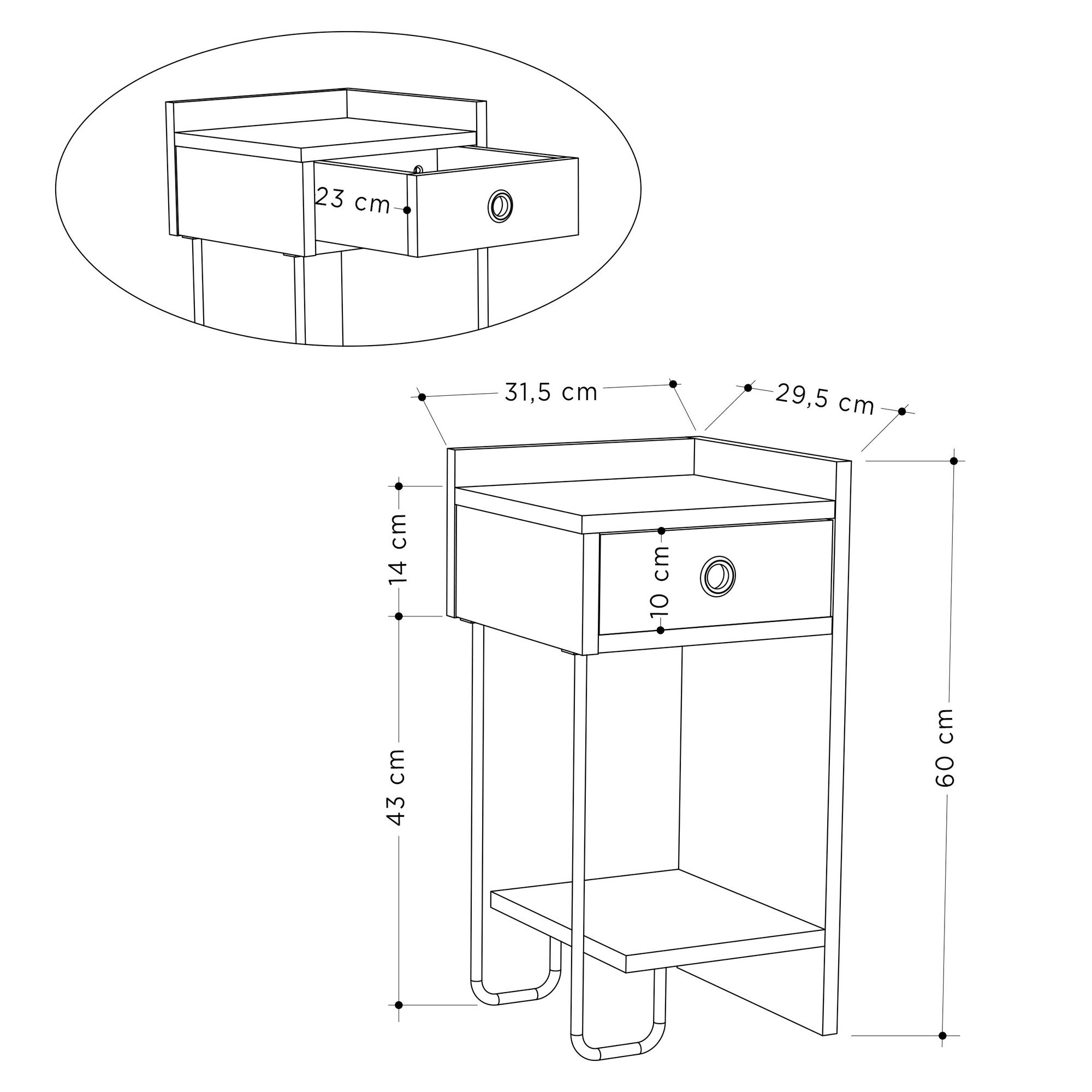 Sirius Right - Oak in Eiche präsentiert im Onlineshop von KAQTU Design AG. Nachttisch ist von Hanah Home