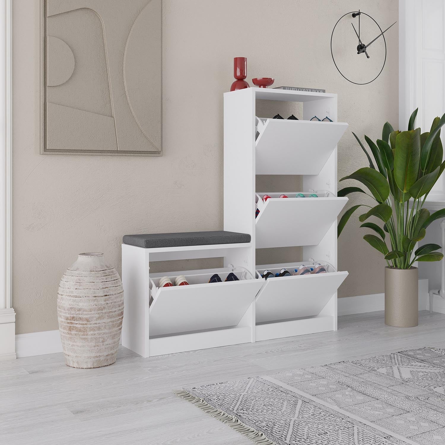 Dude - White in Weiss präsentiert im Onlineshop von KAQTU Design AG. Schuhschrank ist von Hanah Home