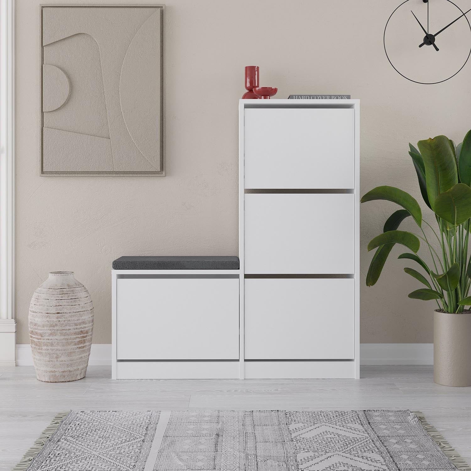 Dude - White in Weiss präsentiert im Onlineshop von KAQTU Design AG. Schuhschrank ist von Hanah Home
