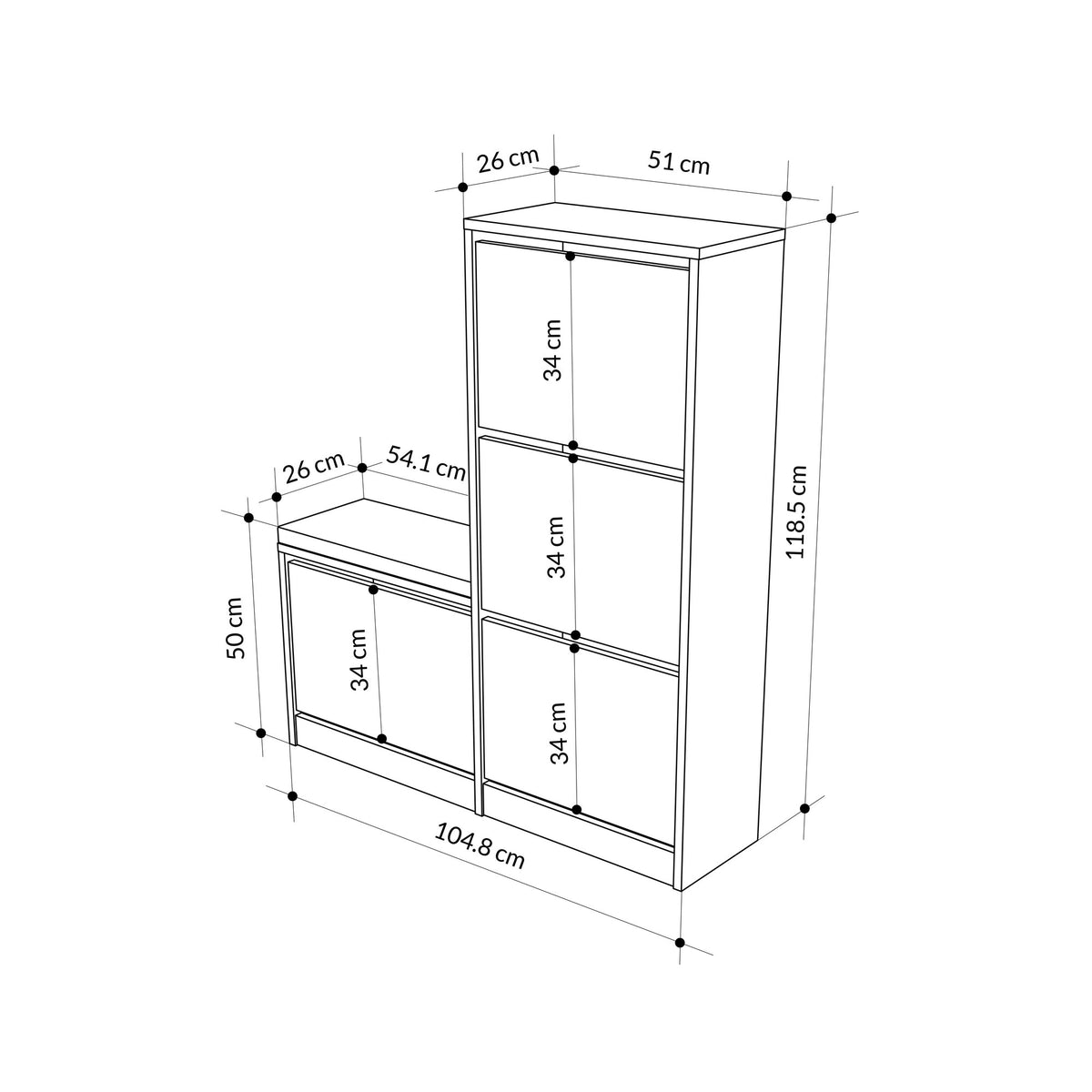 Dude Schuhschrank - Eiche in Eiche präsentiert im Onlineshop von KAQTU Design AG. Schuhbank ist von Hanah Home