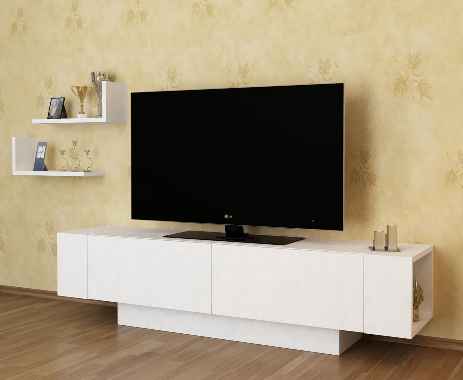Ekol - White in Weiss präsentiert im Onlineshop von KAQTU Design AG. TV-Möbel ist von Hanah Home