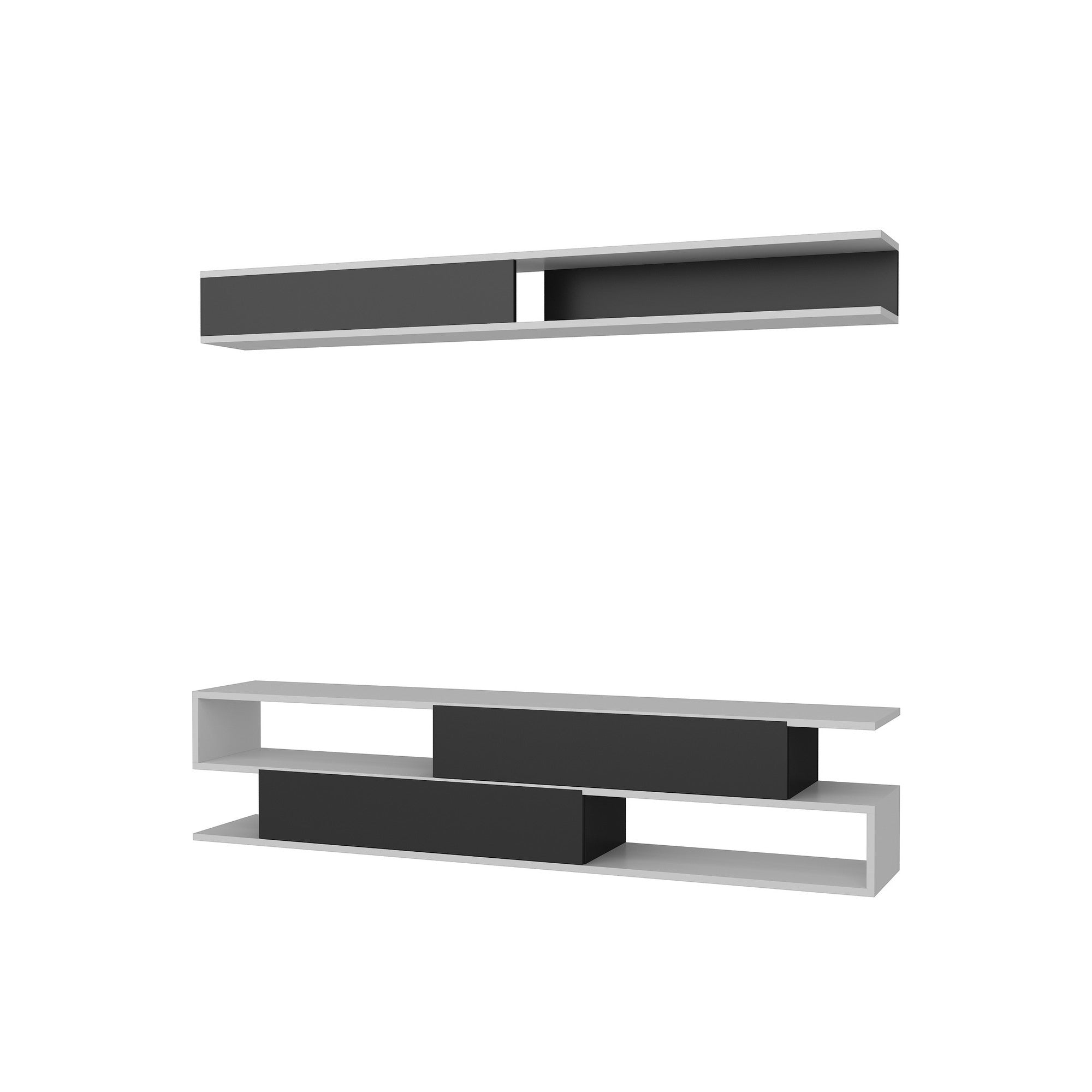 Sims - Black, White in Weiss Schwarz präsentiert im Onlineshop von KAQTU Design AG. TV-Möbel ist von Hanah Home