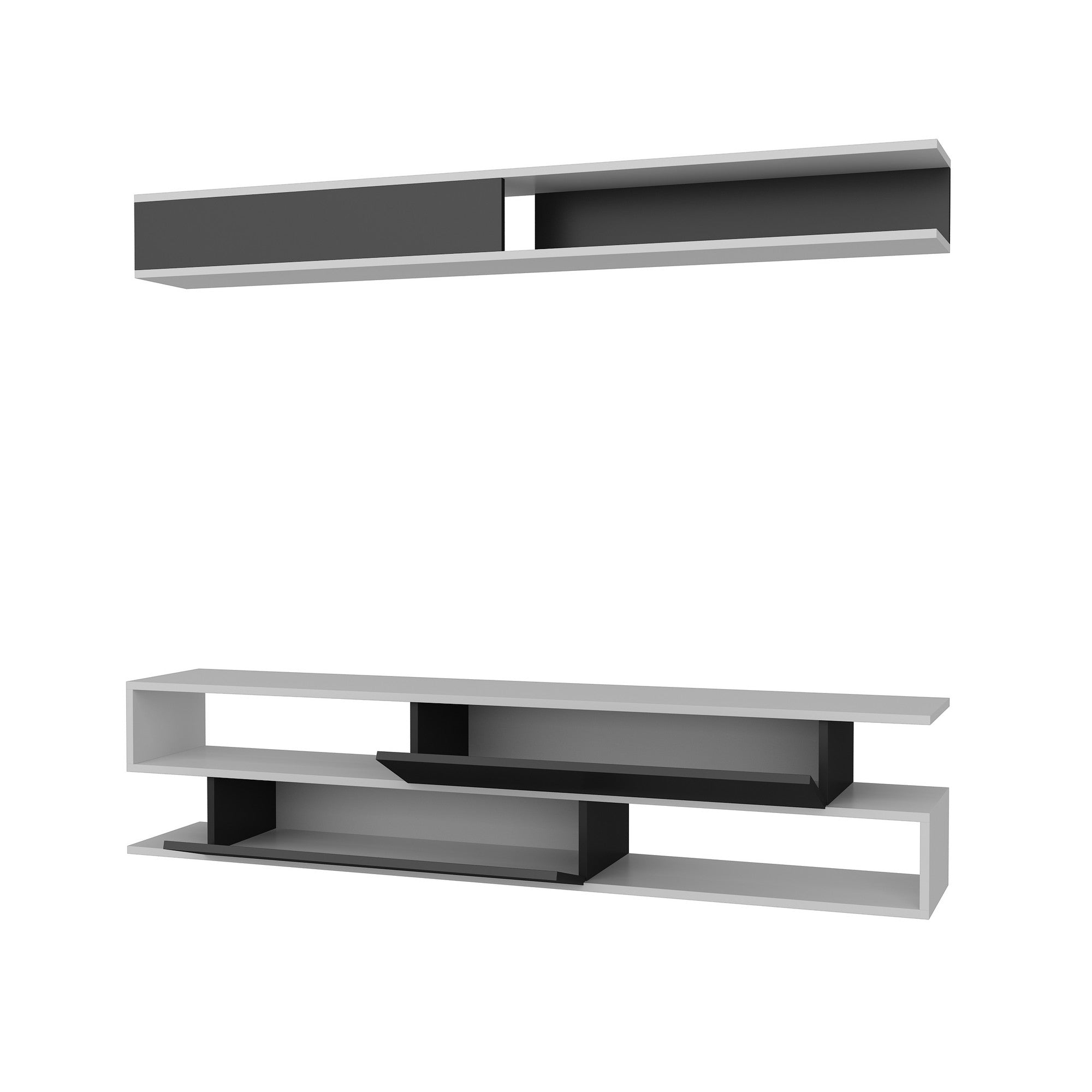 Sims - Black, White in Weiss Schwarz präsentiert im Onlineshop von KAQTU Design AG. TV-Möbel ist von Hanah Home