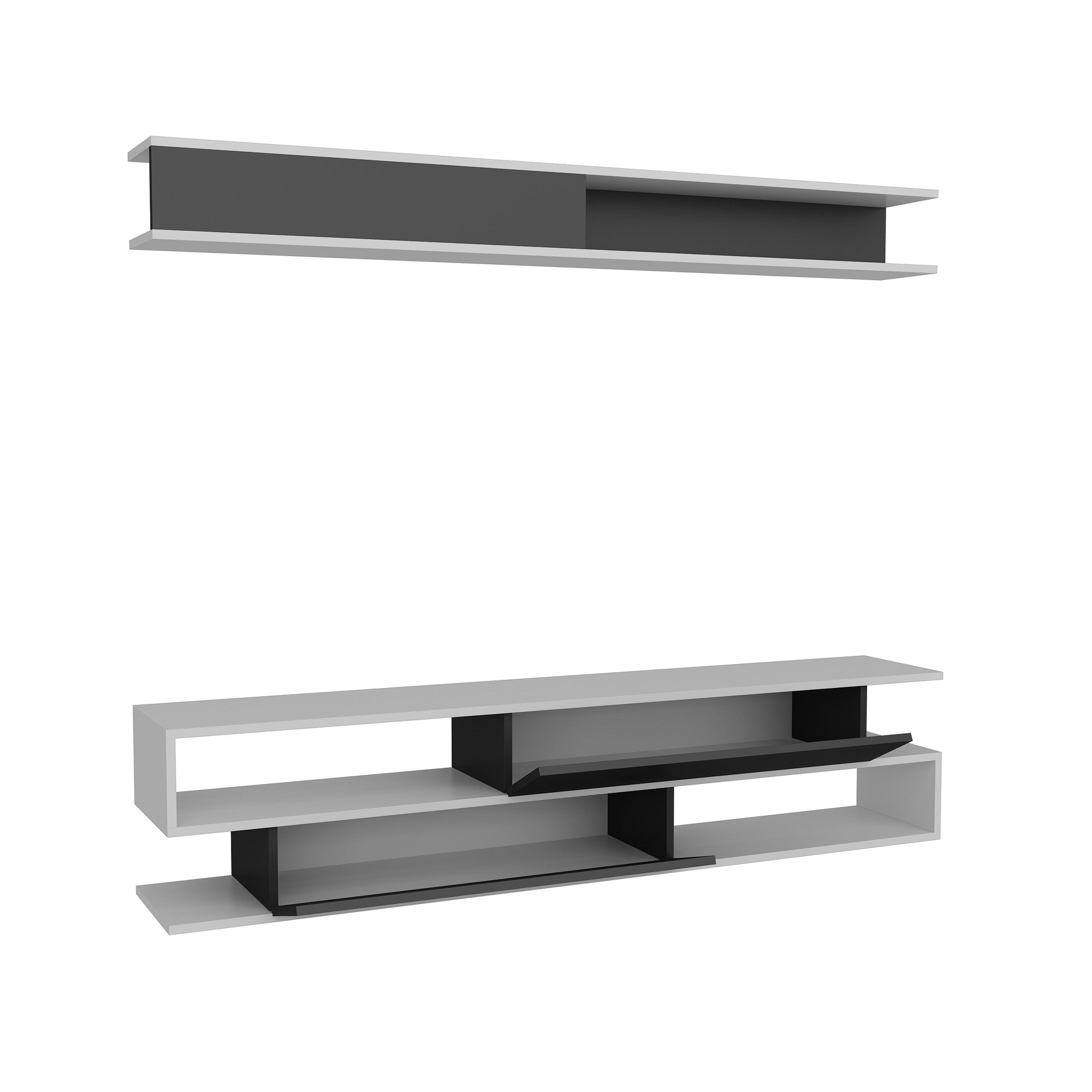 Sims - Black, White in Weiss Schwarz präsentiert im Onlineshop von KAQTU Design AG. TV-Möbel ist von Hanah Home